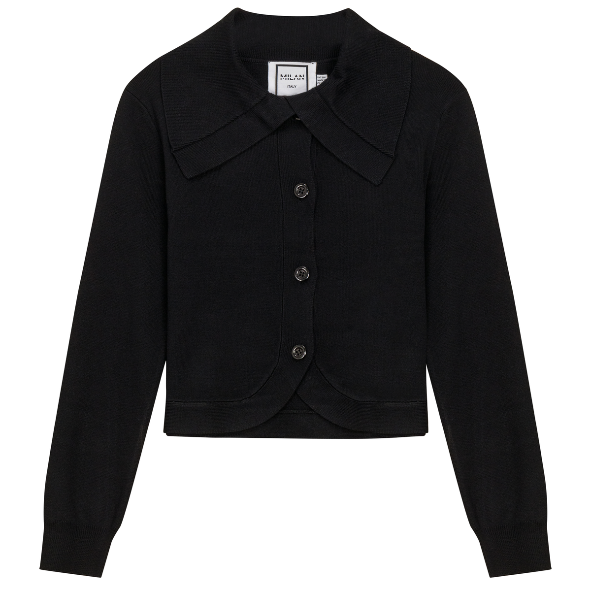 Cardigan court à col en tricot