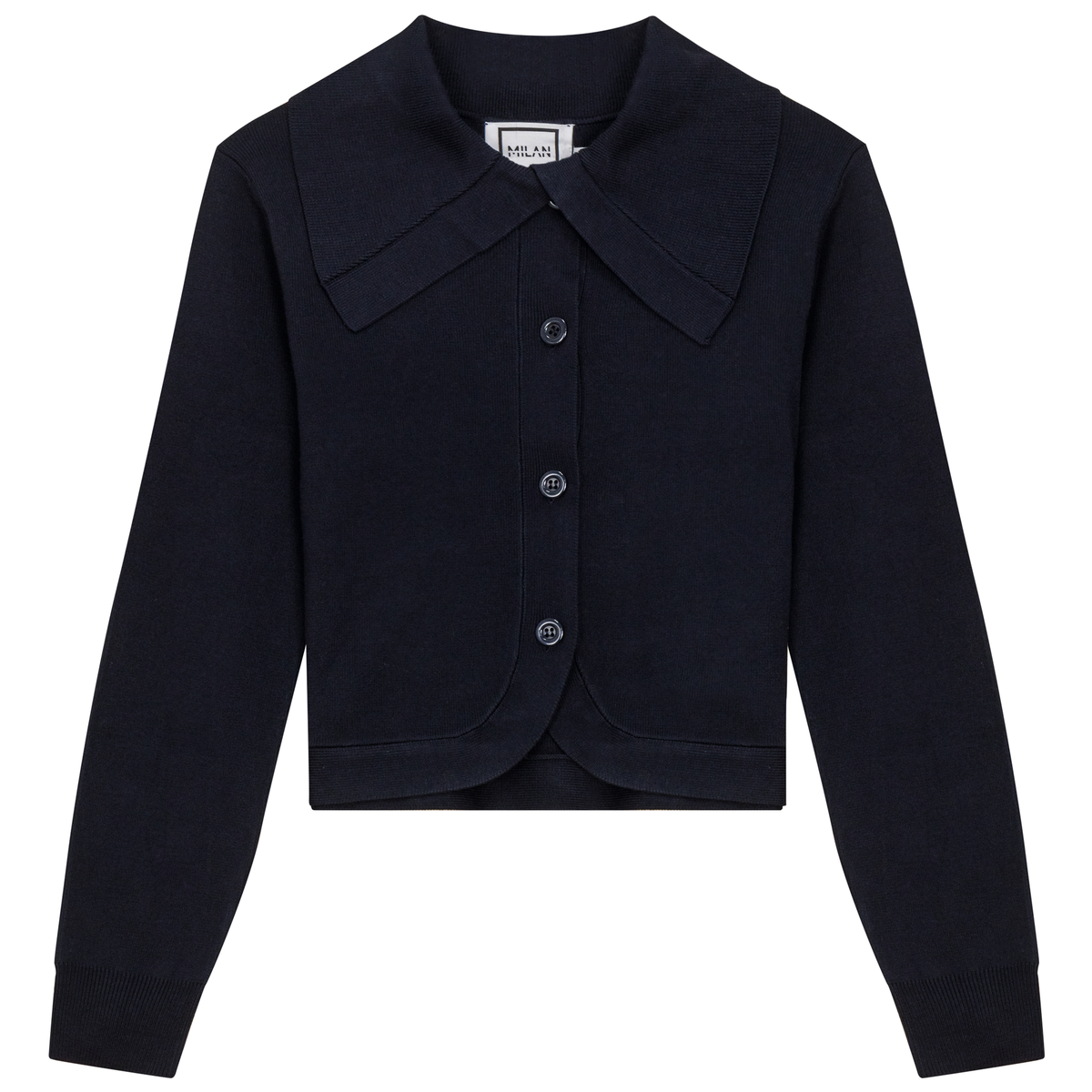 Cardigan court à col en tricot