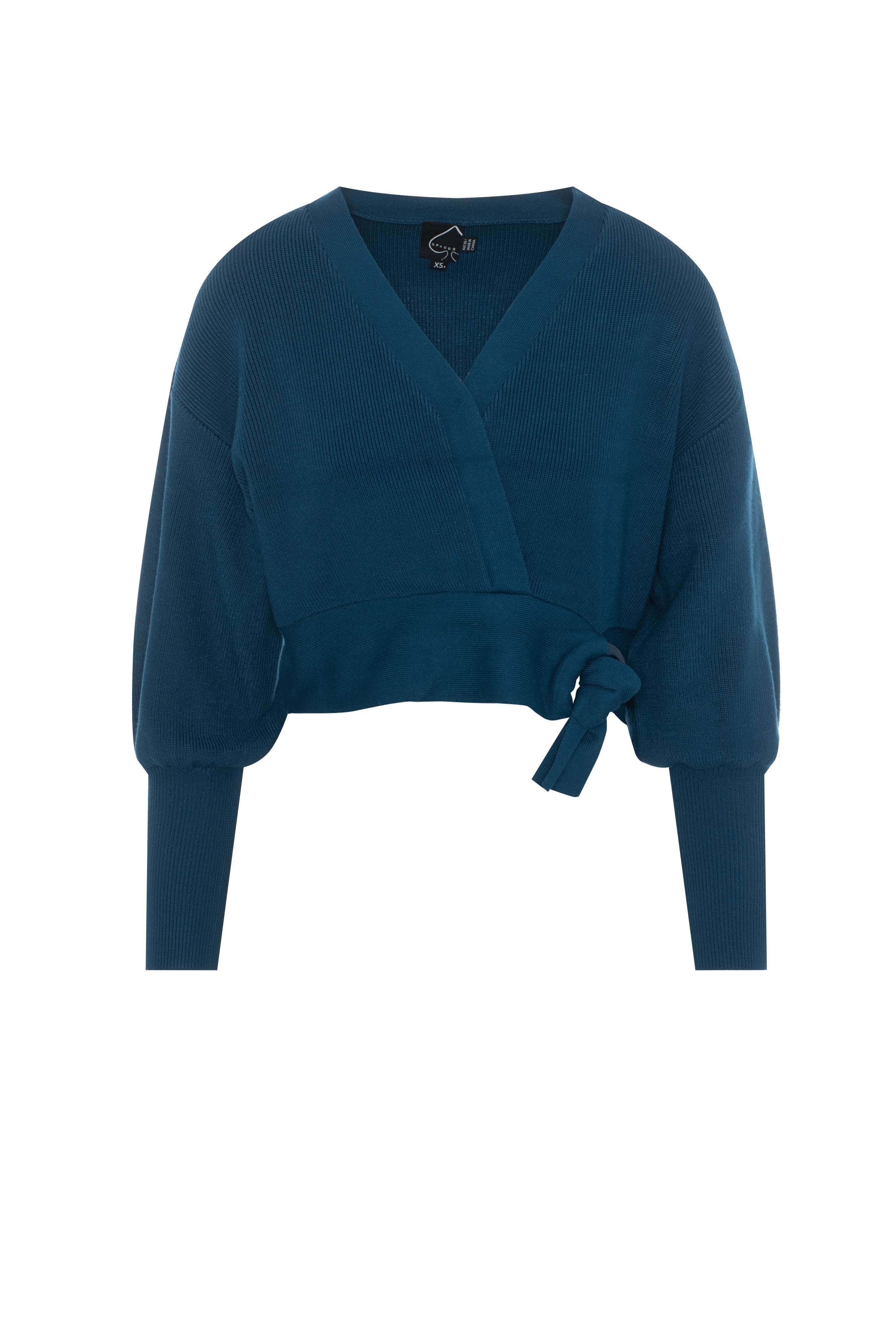 Sweater Knit Wrap Cropped Cardigan in Midnight Blue by Spades