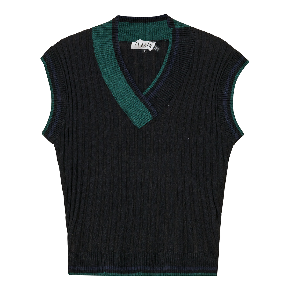 Color Blocked Knit Vest in Black by Viva K
