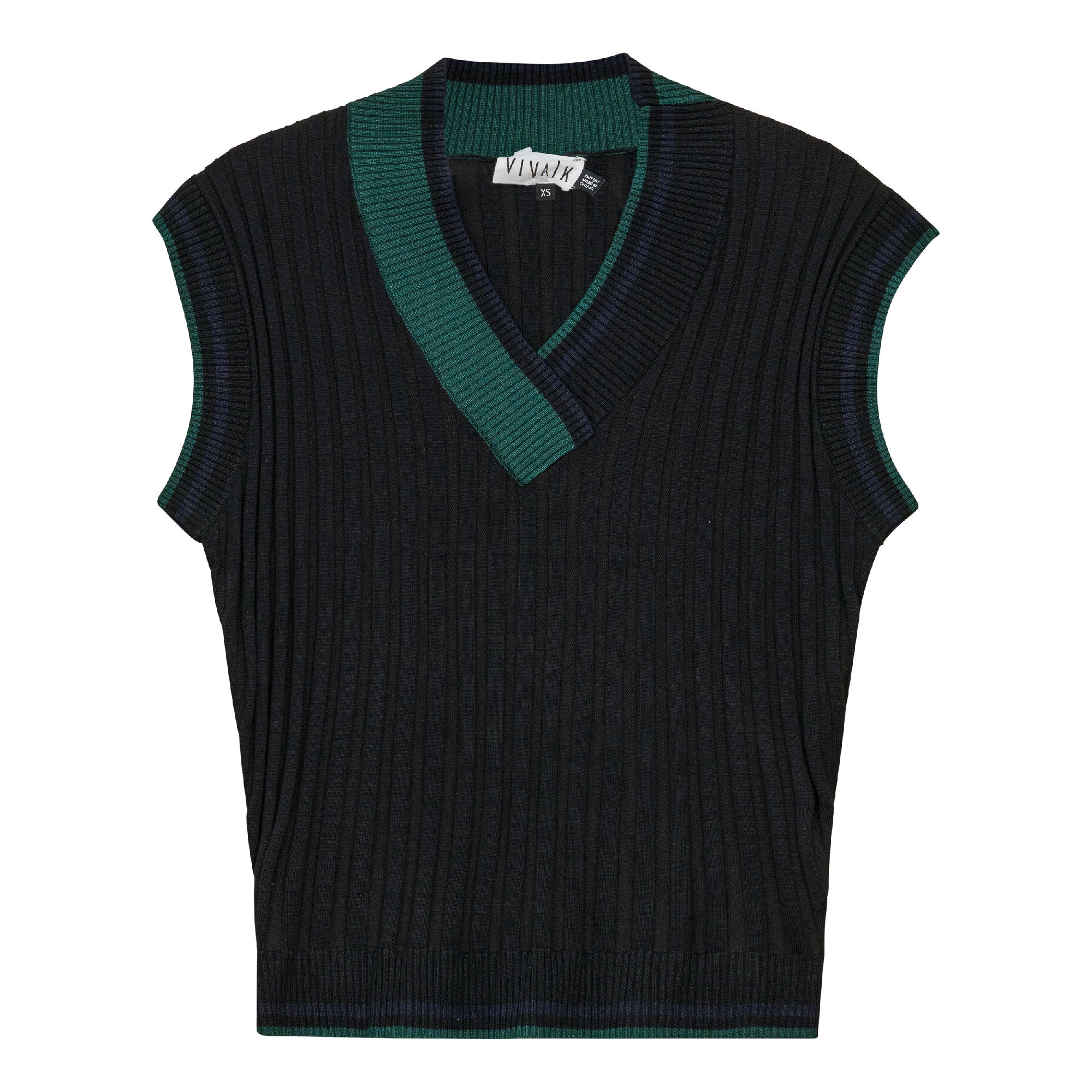 Color Blocked Knit Vest in Black by Viva K