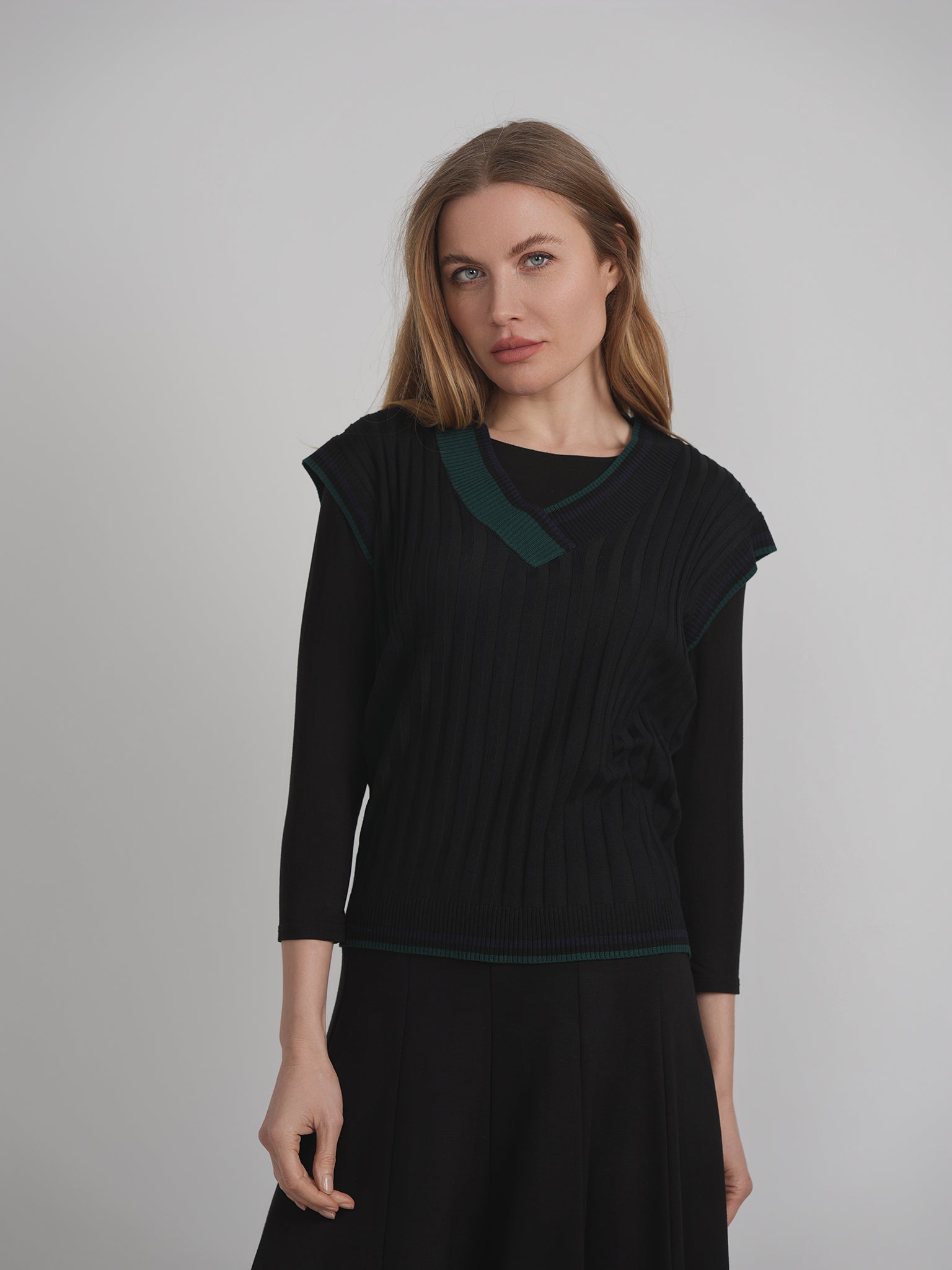 Color Blocked Knit Vest in by Viva K