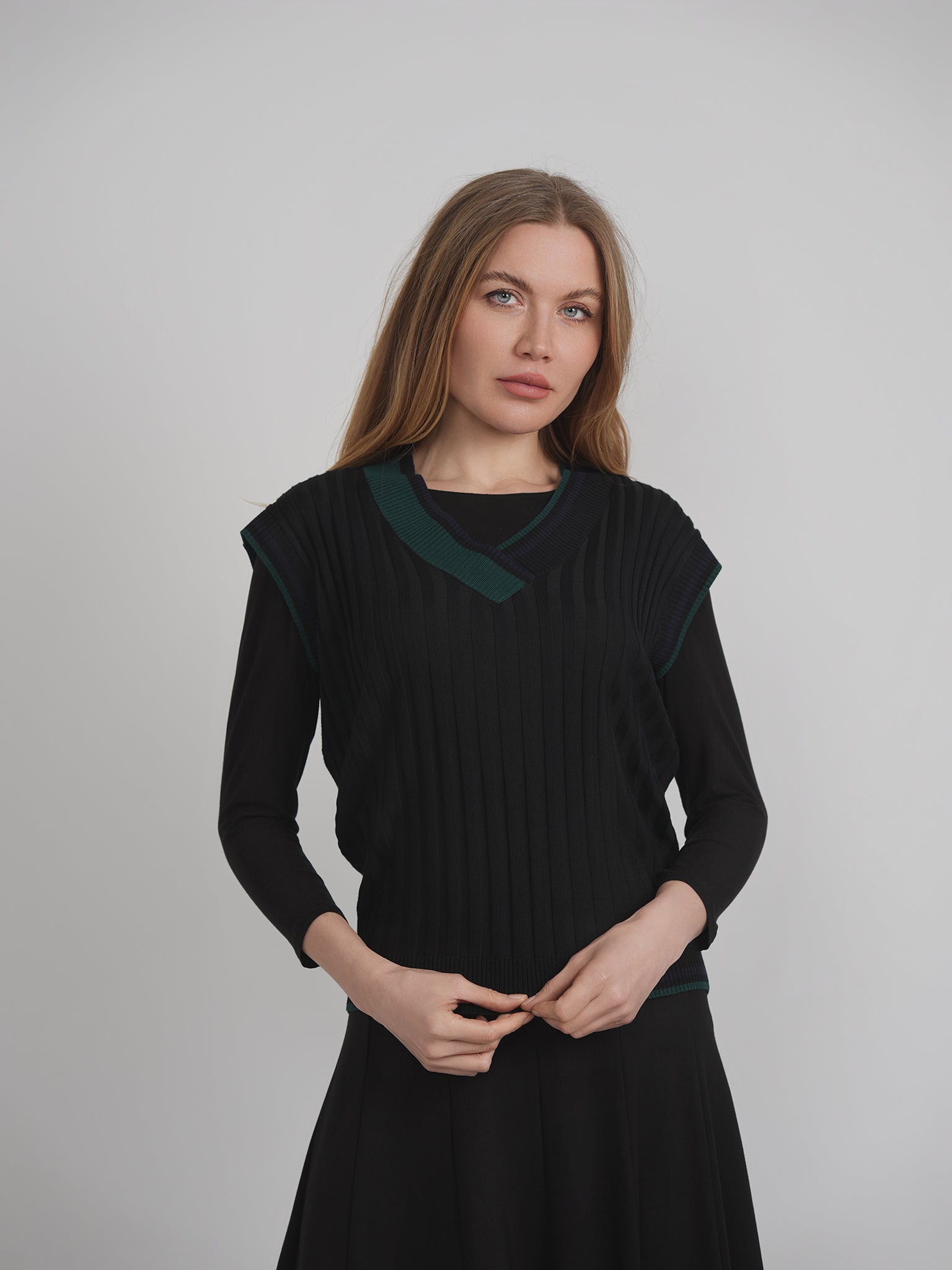 Color Blocked Knit Vest in by Viva K