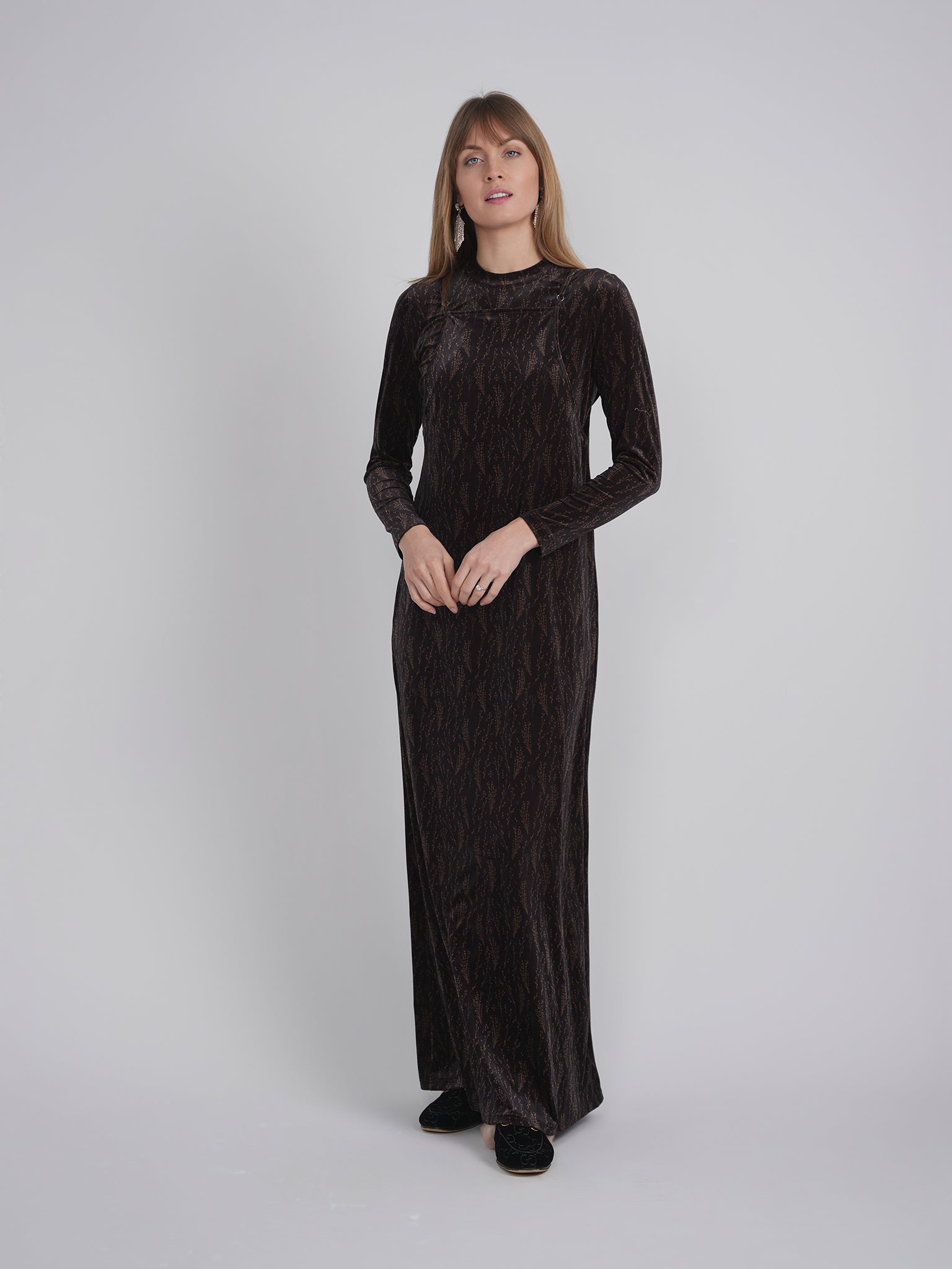 Printed Velour Jumper Mock Neck Set in by Viva K