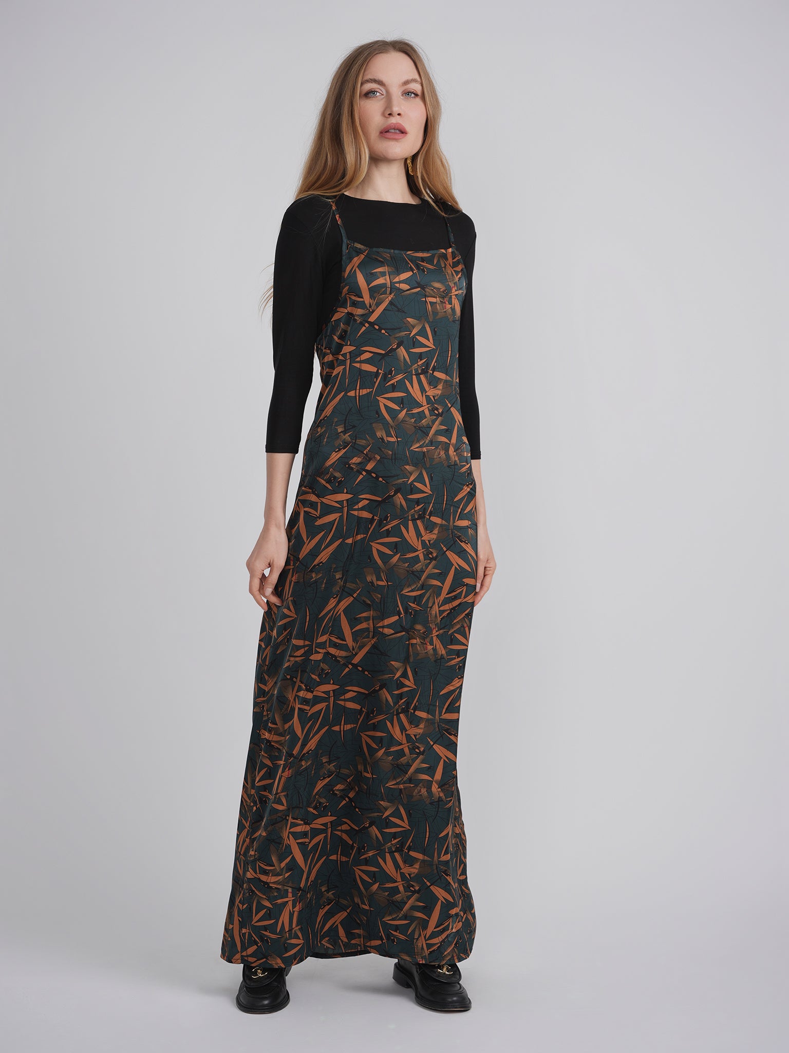 Printed Satin Maxi Jumper in by The Norway Club