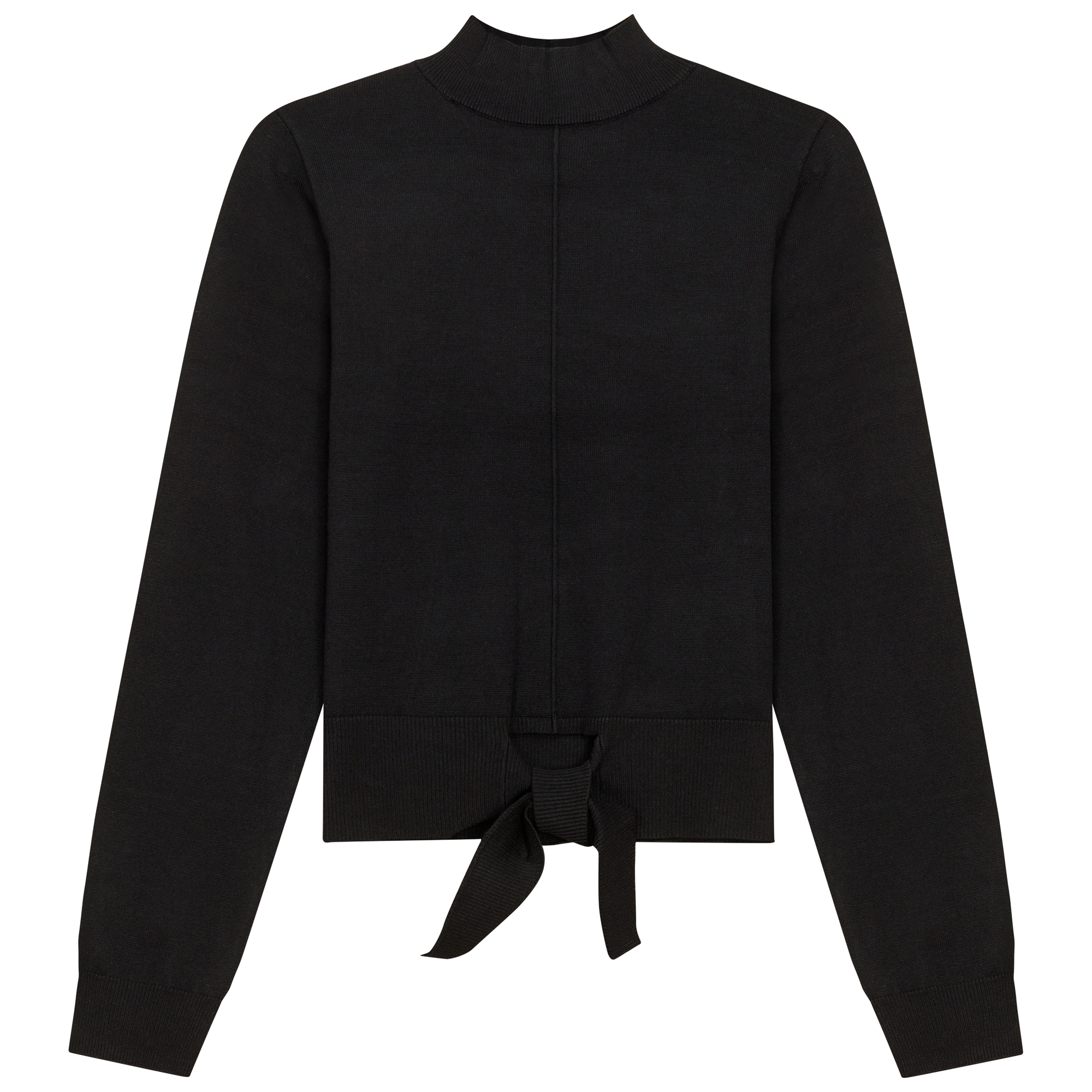 Mock Neck Tie Sweater in Black by Vivid