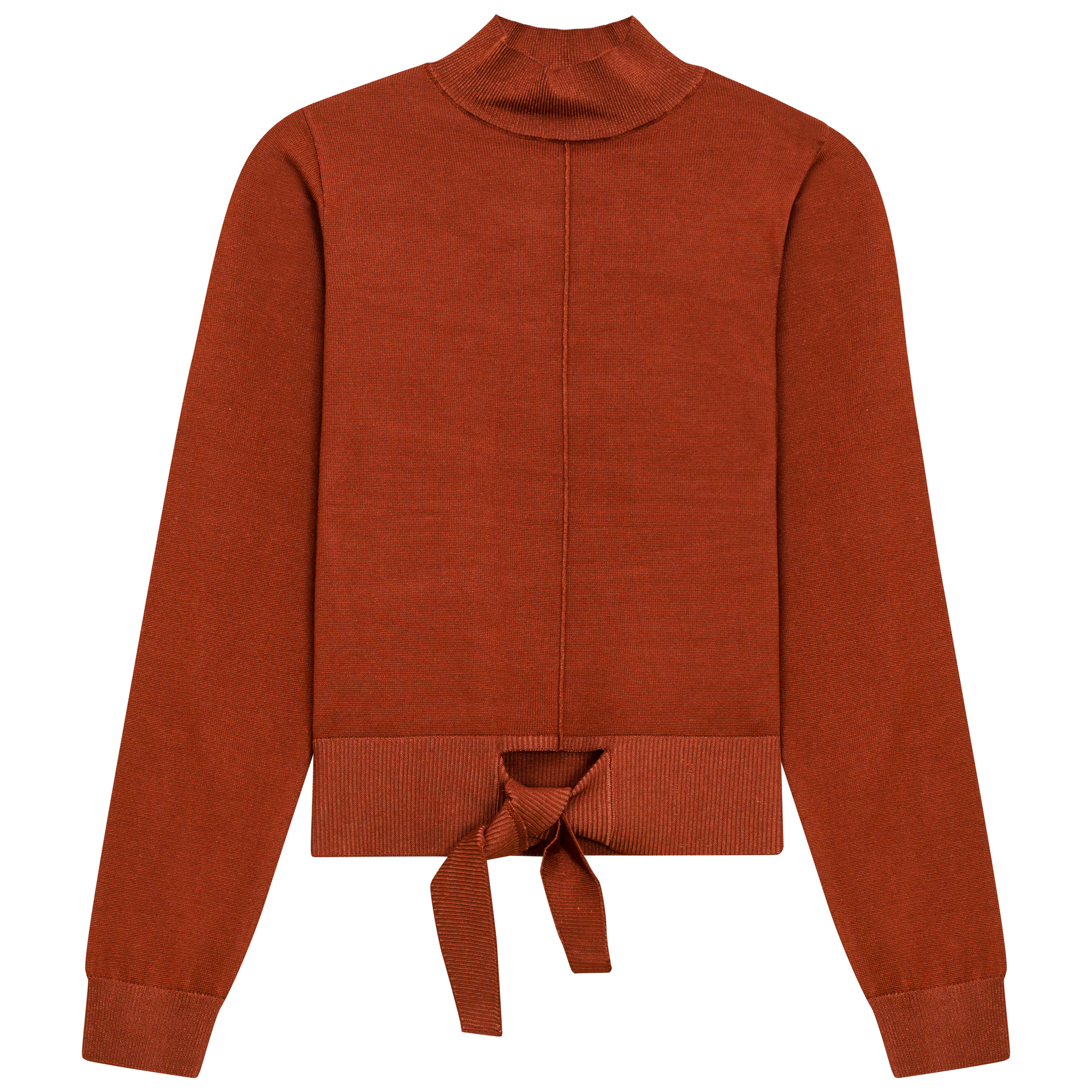 Mock Neck Tie Sweater in Burnt Orange by Vivid