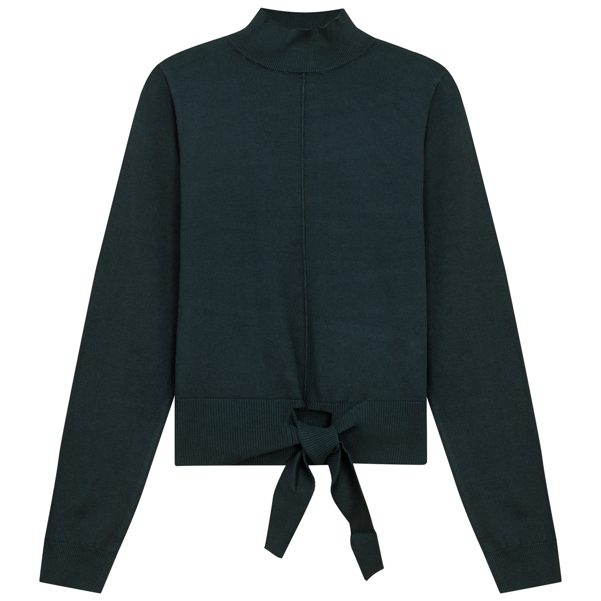 Mock Neck Tie Sweater in Deep Teal by Vivid