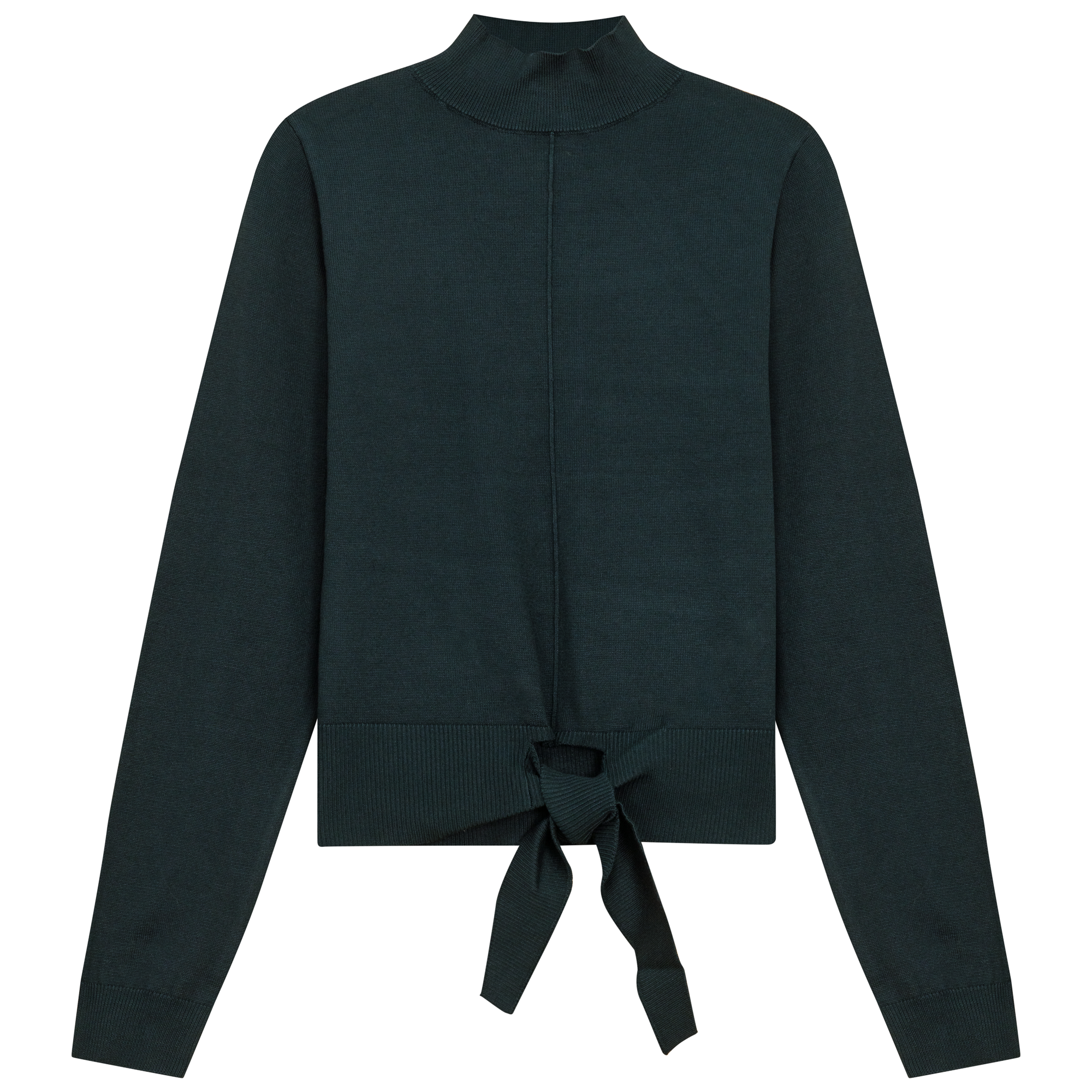 Mock Neck Tie Sweater in Deep Teal by Vivid