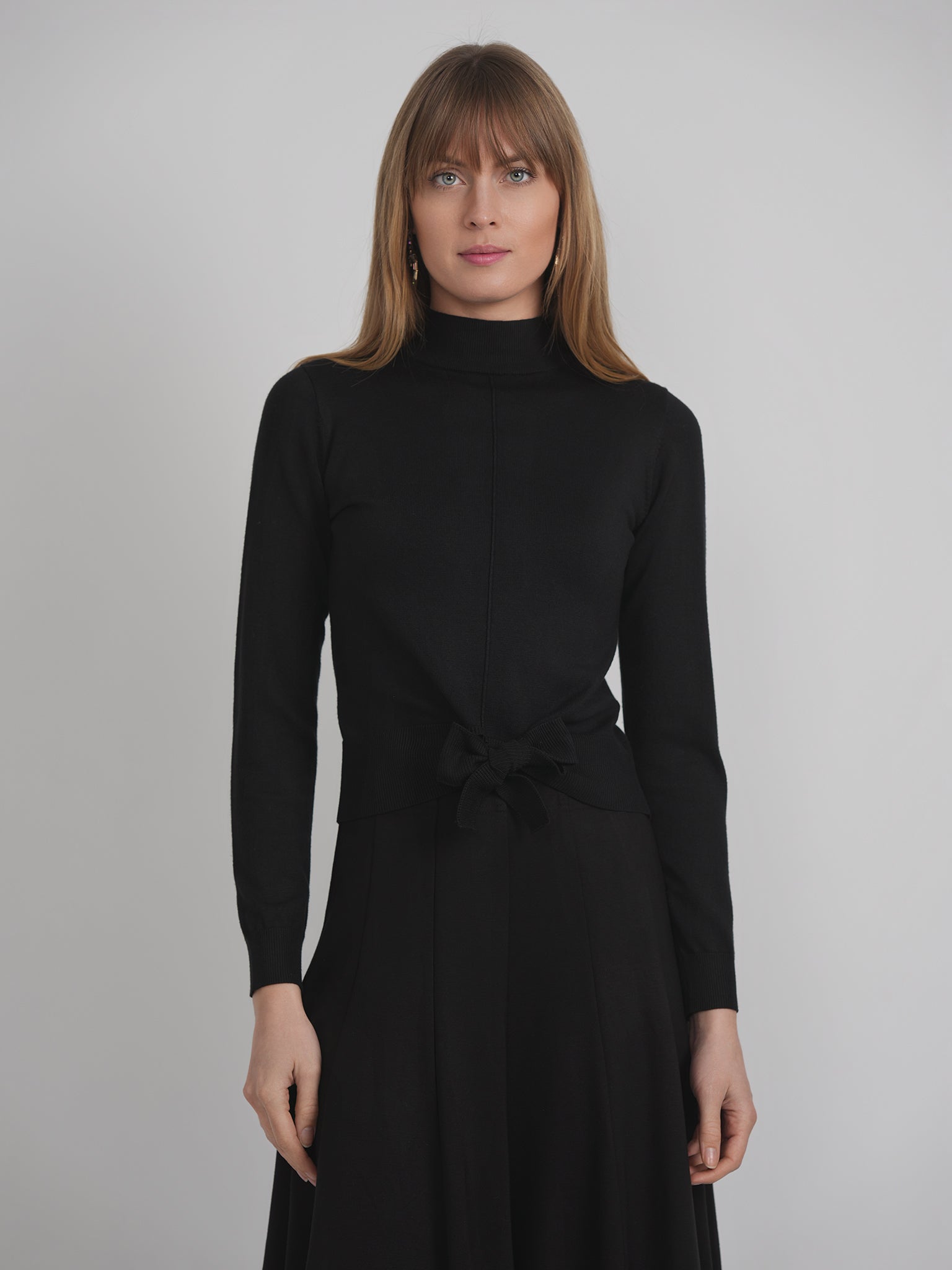 Mock Neck Tie Sweater in by Vivid