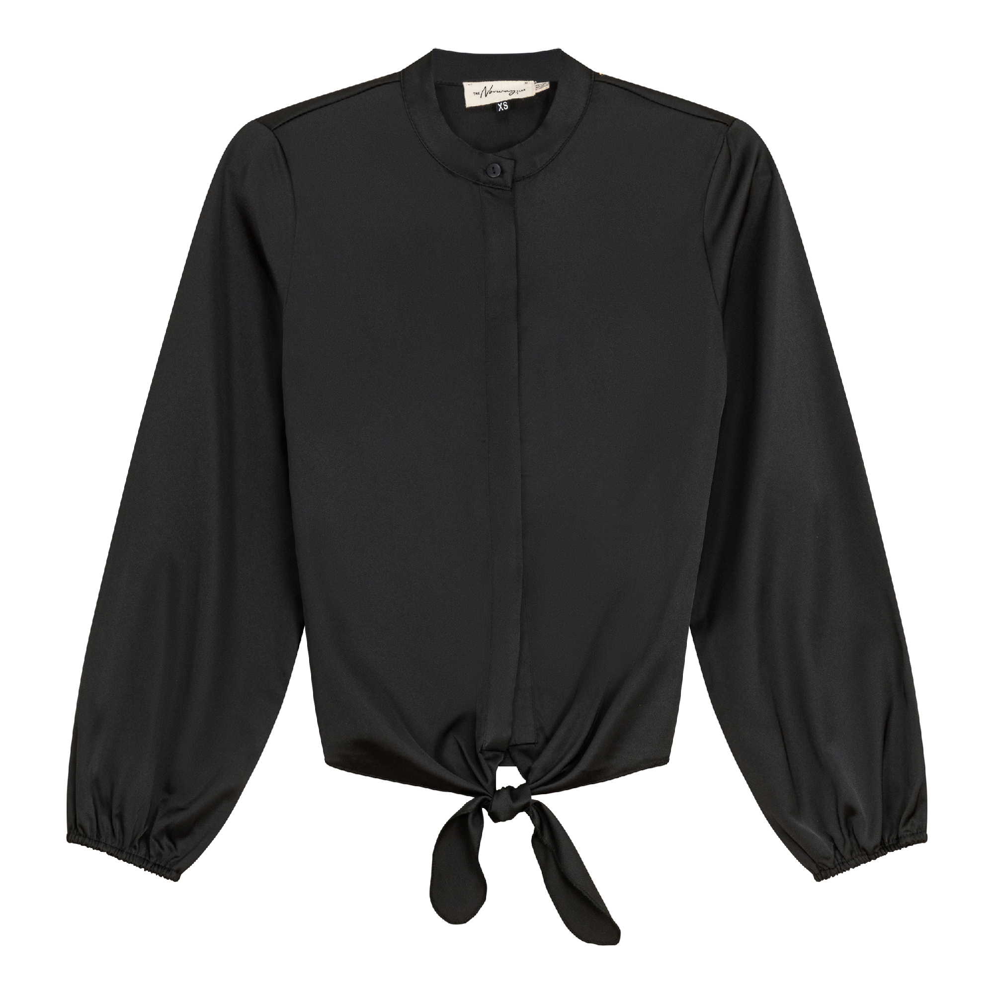 Satin Tie Blouse in Black by The Norway Club