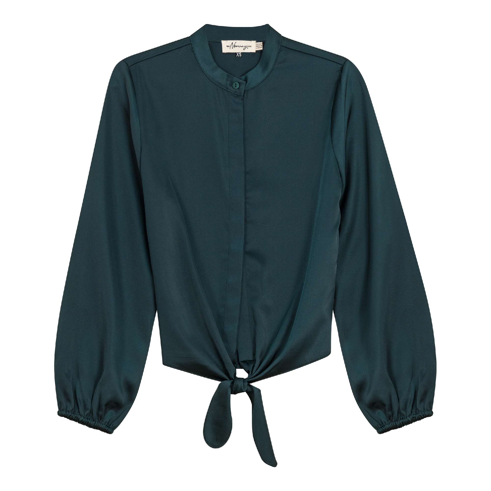 Satin Tie Blouse in Deep Teal by The Norway Club