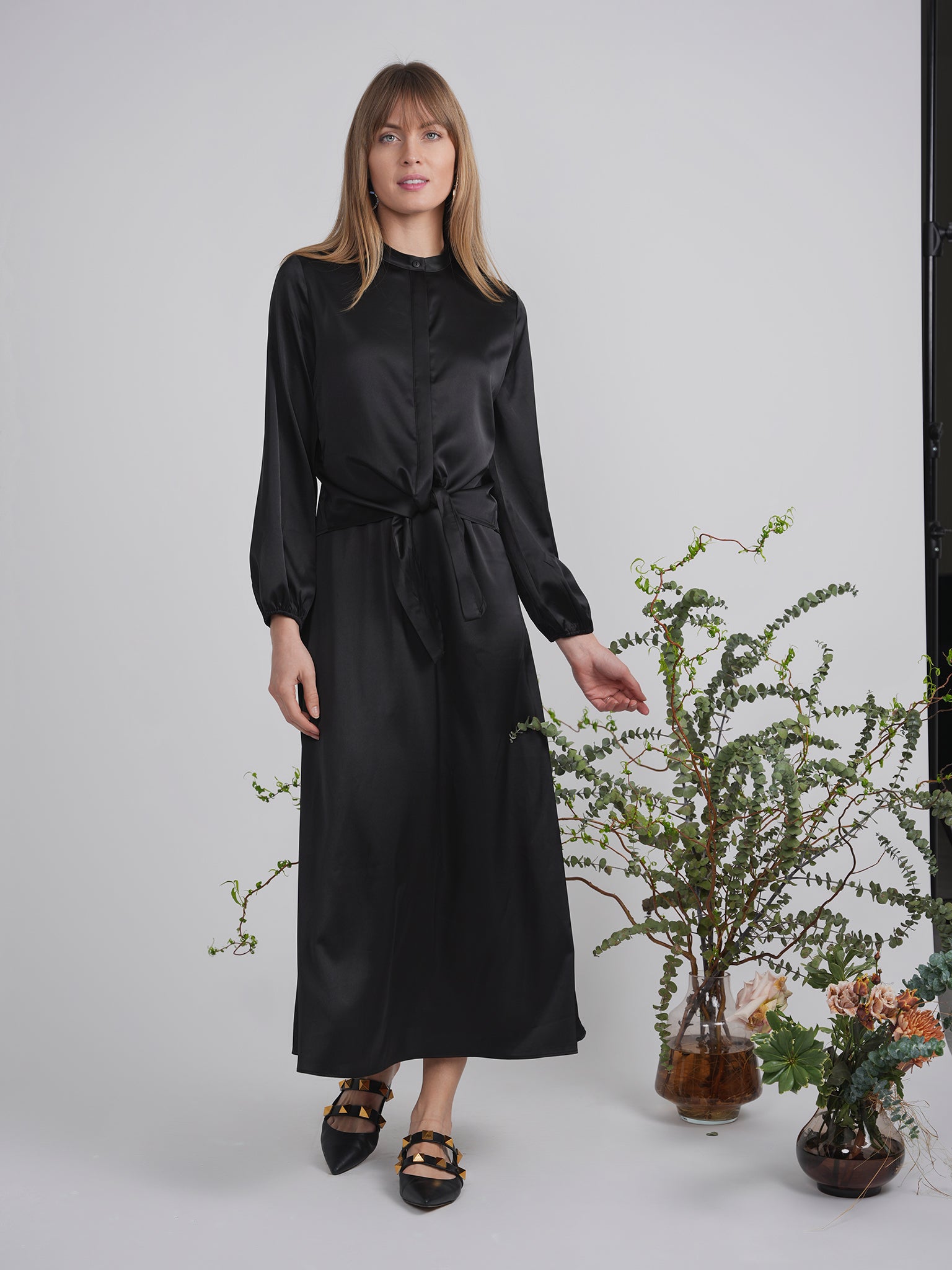 Satin Tie Blouse in by The Norway Club