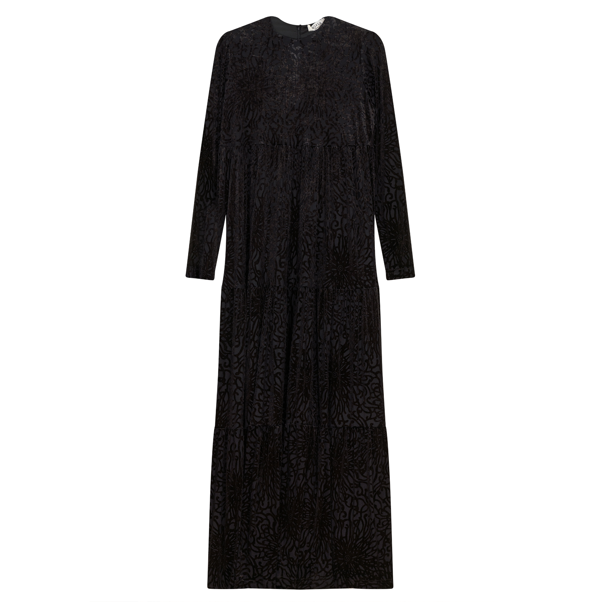 Printed Velour Maxi Dress in Black Gold by Vivid