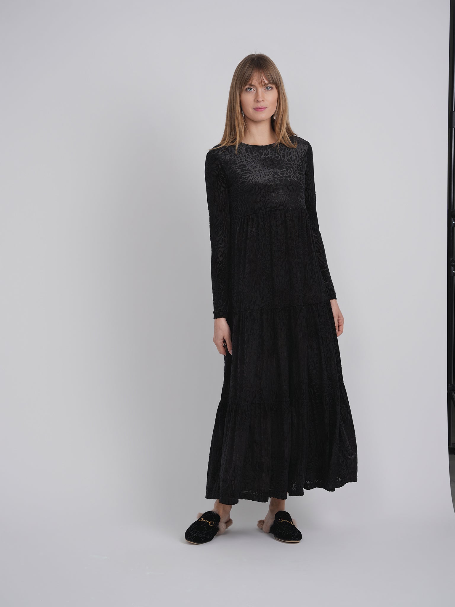 Printed Velour Maxi Dress in by Vivid