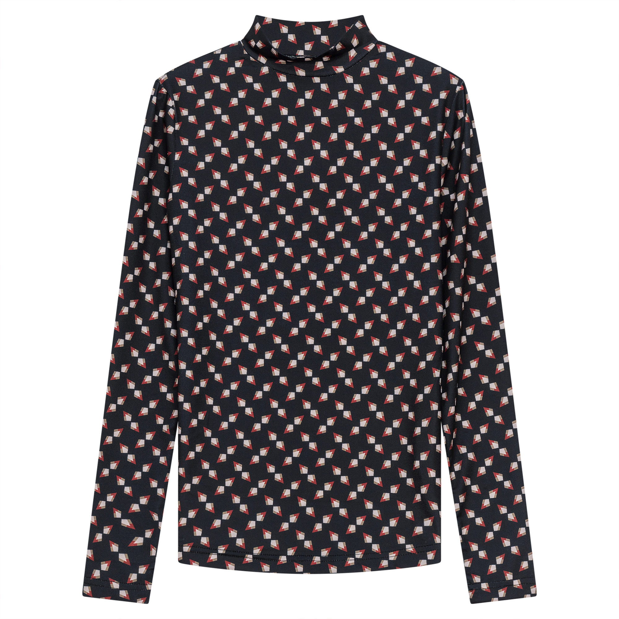 Printed Micro Mock Neck Tee in Black Wine by Riff