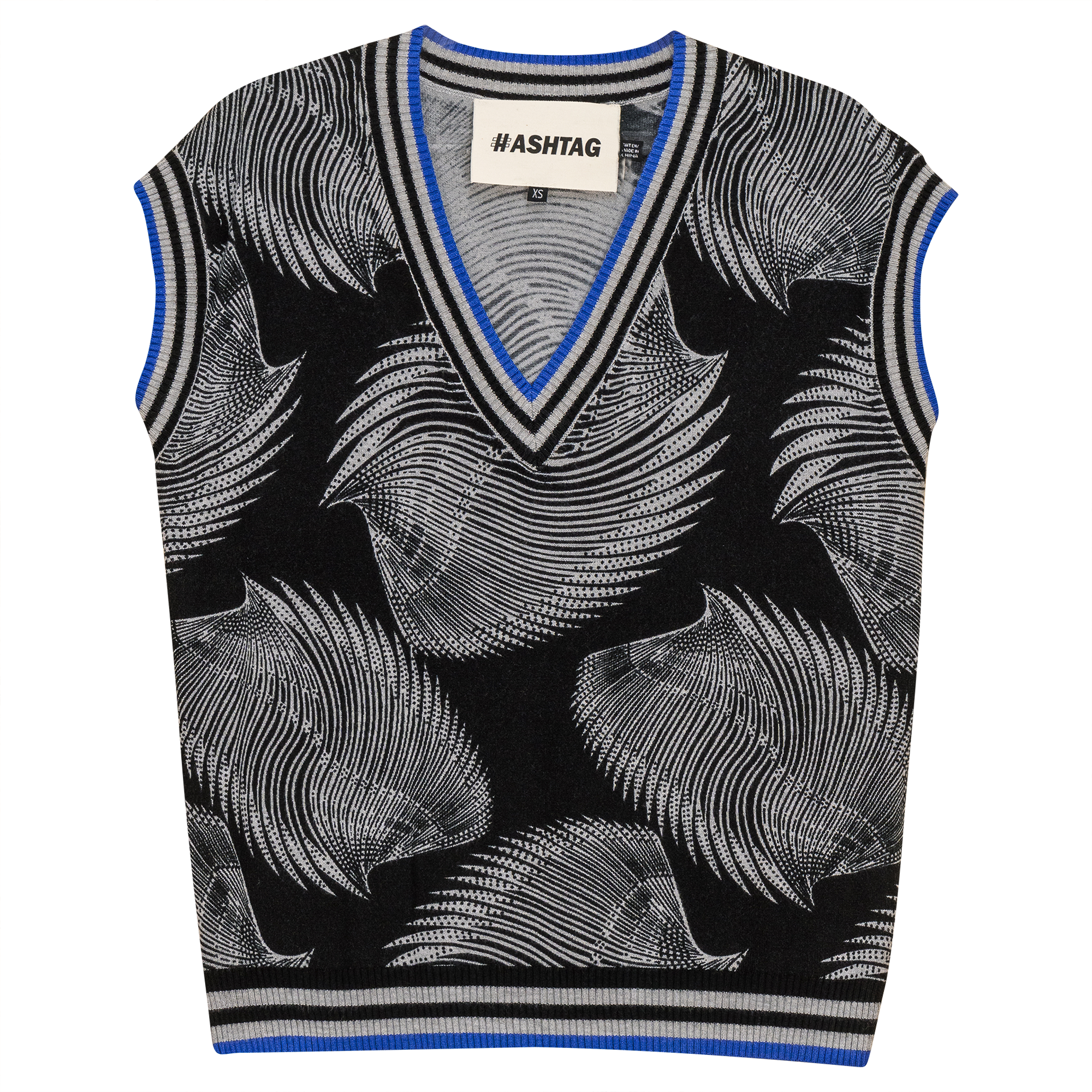 Printed Knit Sweater Vest in Saphire by Hashtag