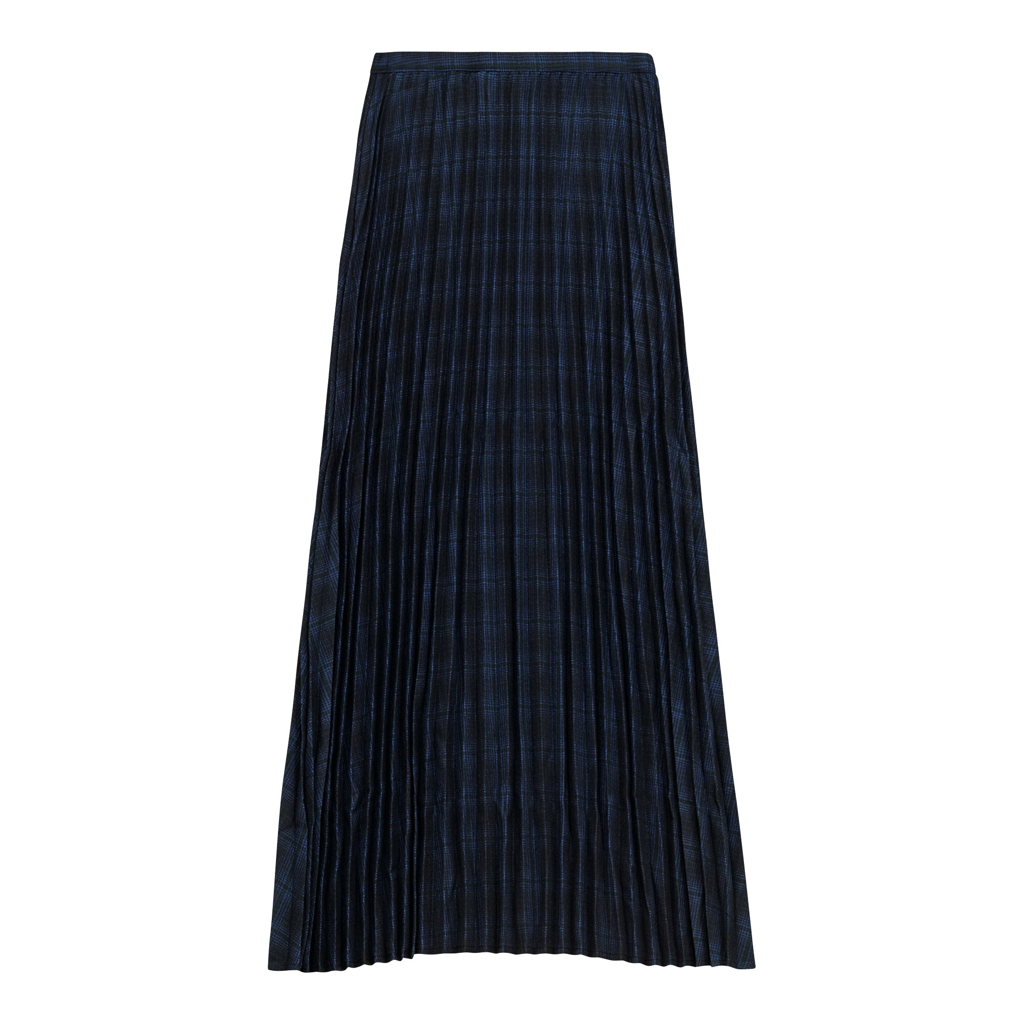 Plaid Accordion Pleated Midi Skirt in Black Plaid by Vivid