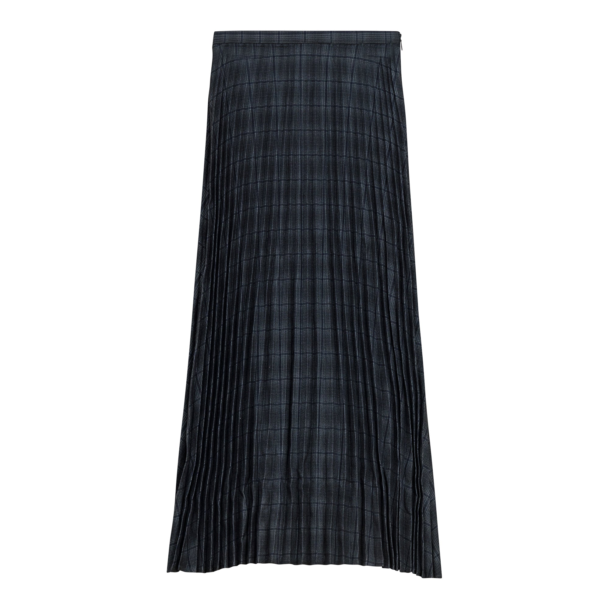 Plaid Accordion Pleated Midi Skirt in Charcoal by Vivid