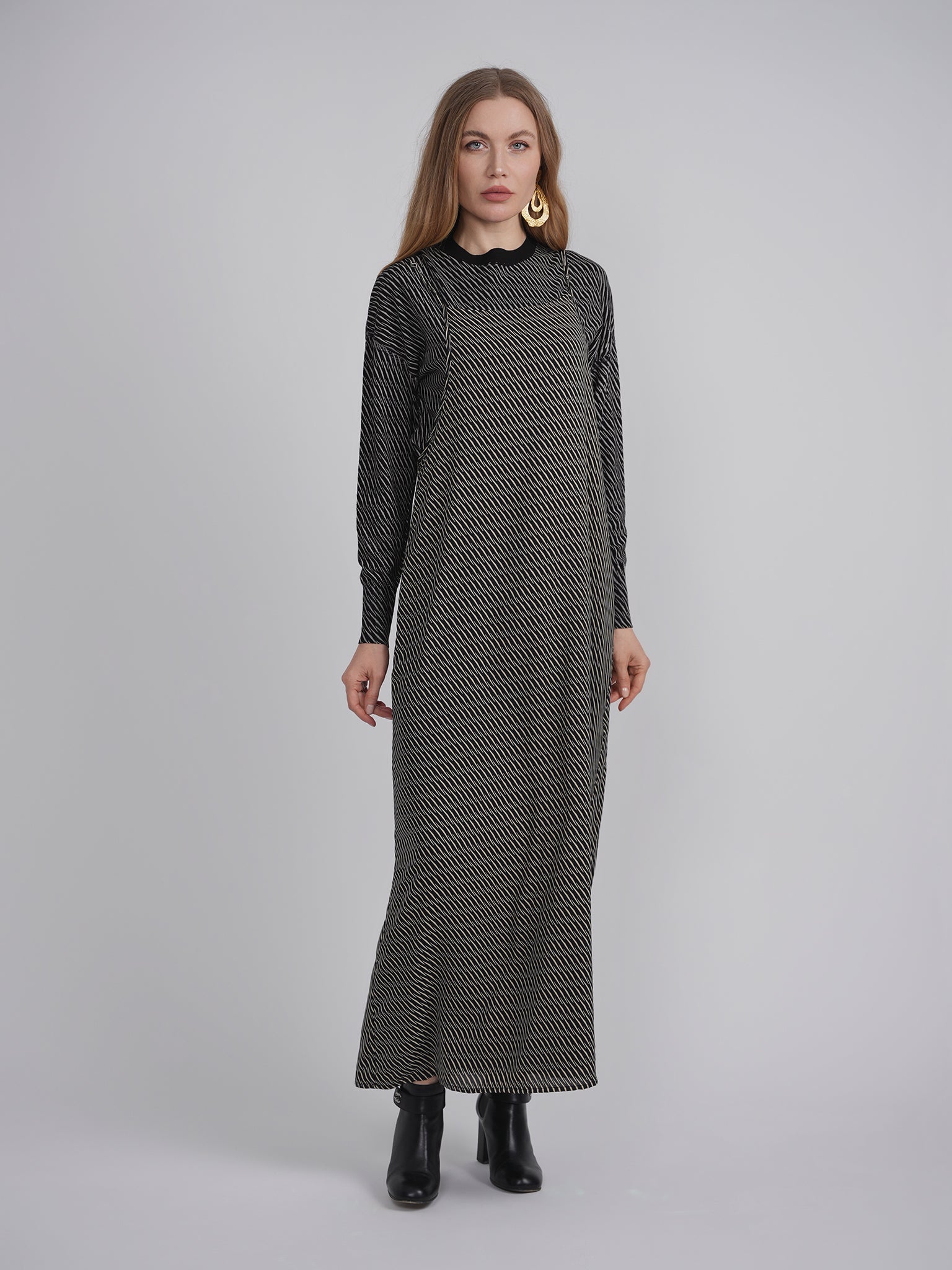 Printed Midi Jumper Set with Sweater in by Birt UK