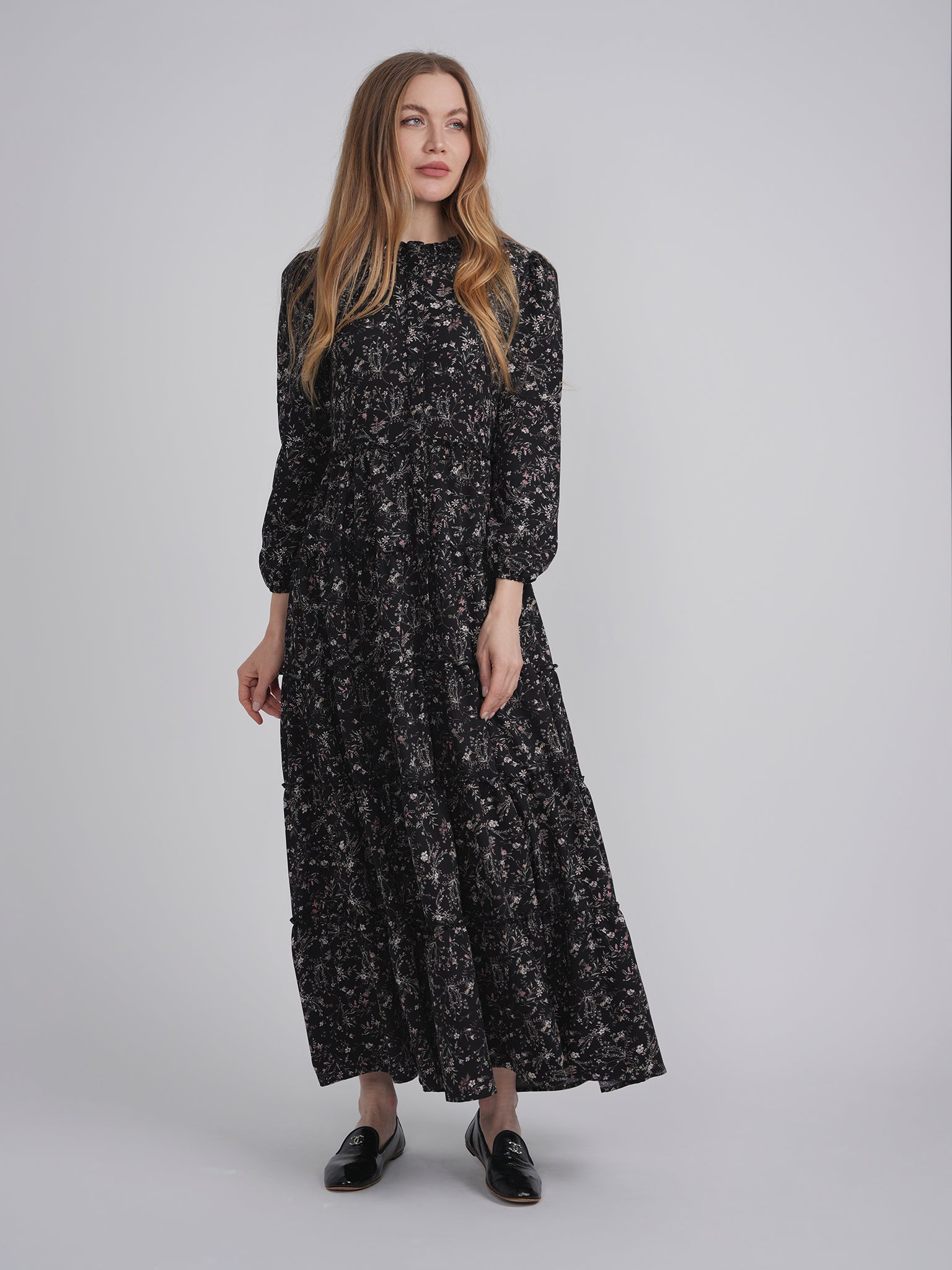 Color Blocked Floral Maxi Dress in by The Norway Club