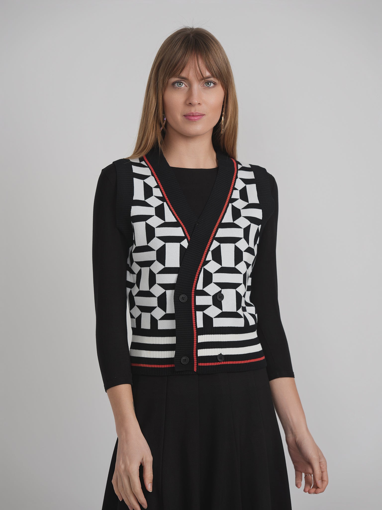 Printed Knit Cardigan Vest in by Viva K