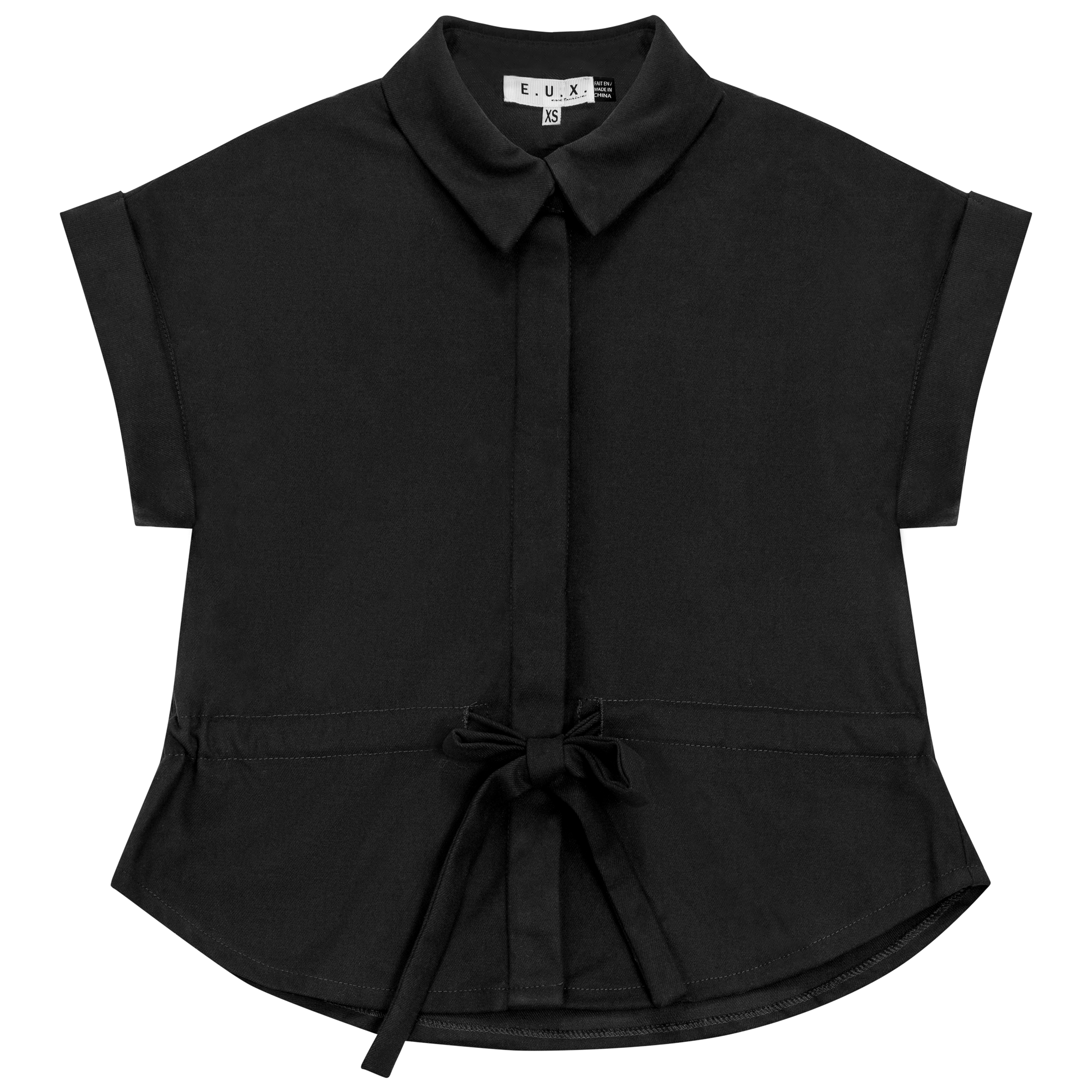 Wool Button Down Drawstring Vest in Black by E.U.X. Exclusive