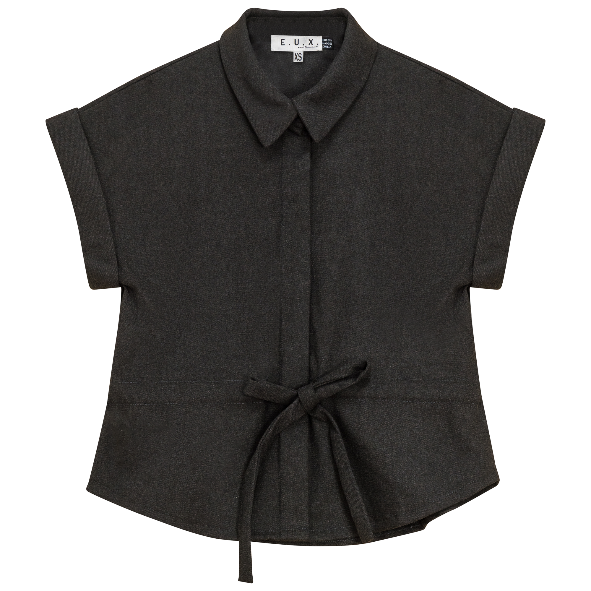 Wool Button Down Drawstring Vest in Charcoal by E.U.X. Exclusive