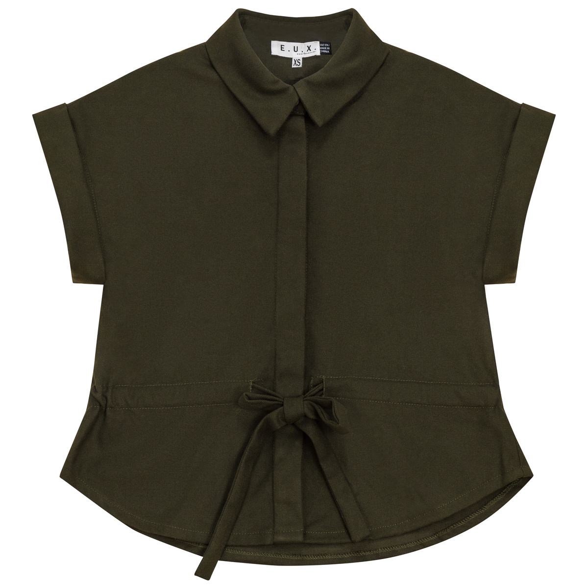 Wool Button Down Drawstring Vest in Dark Olive by E.U.X. Exclusive