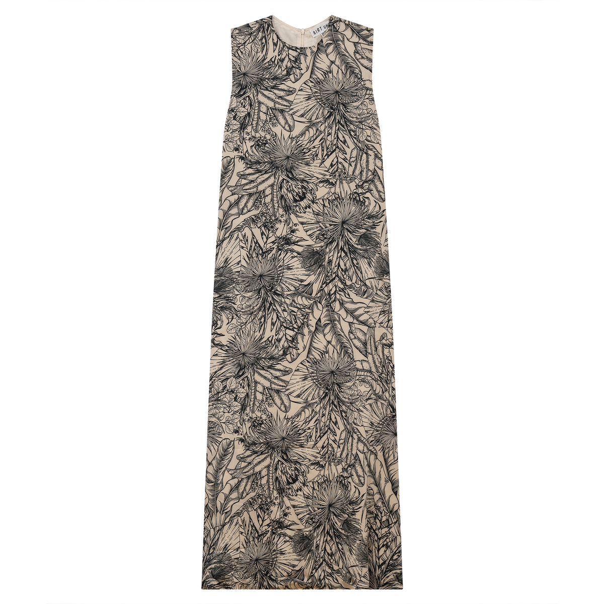 Printed Satin A Line Jumper in Black Stone by Birt UK