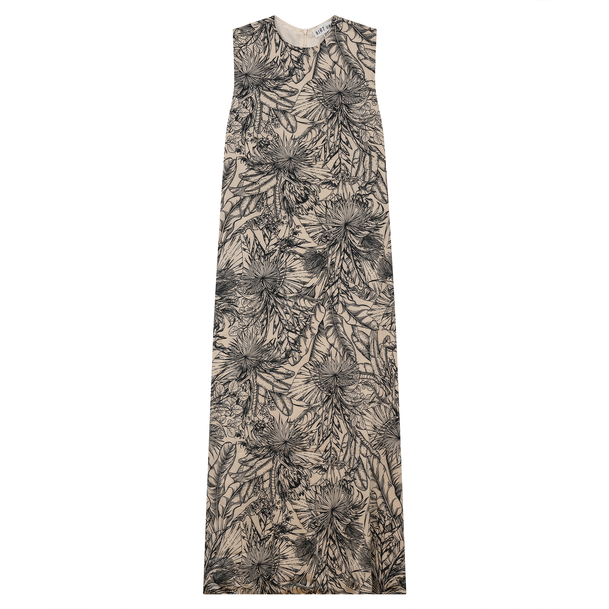 Printed Satin A Line Jumper in Black Stone by Birt UK