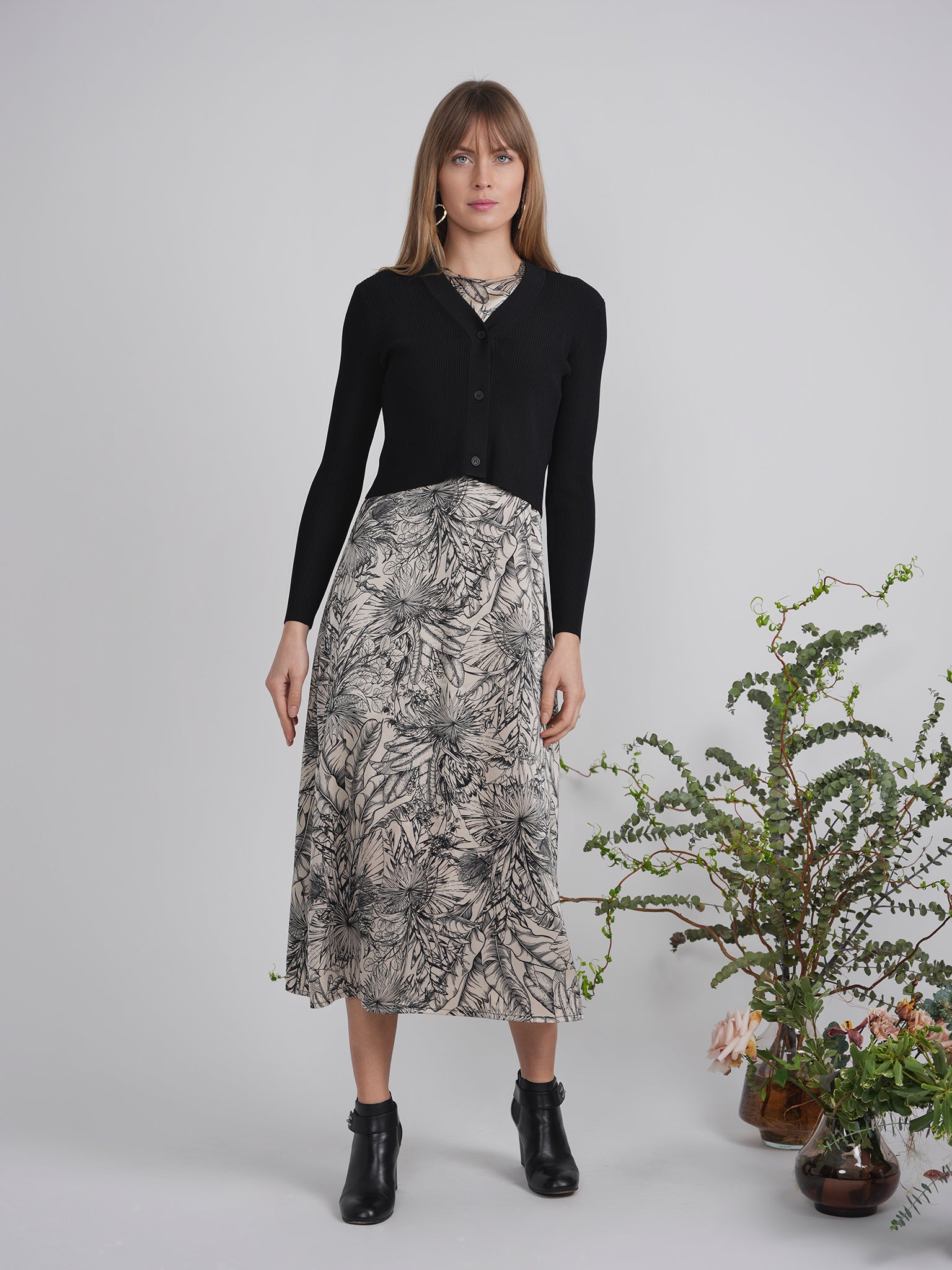 Printed Satin A Line Jumper in by Birt UK