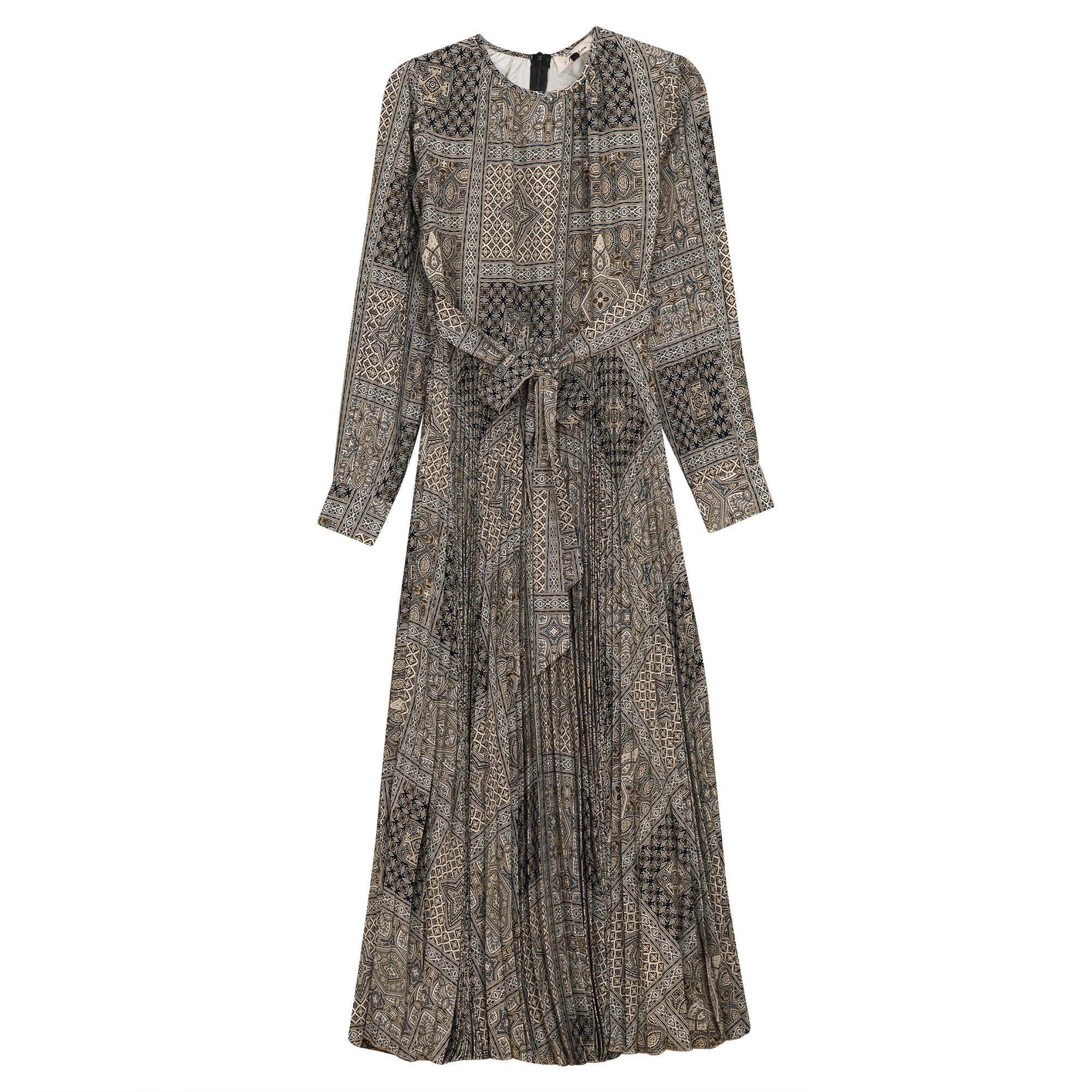 Satin Mosaic pleated Midi Dress in Black Mosaic by Club Malibu