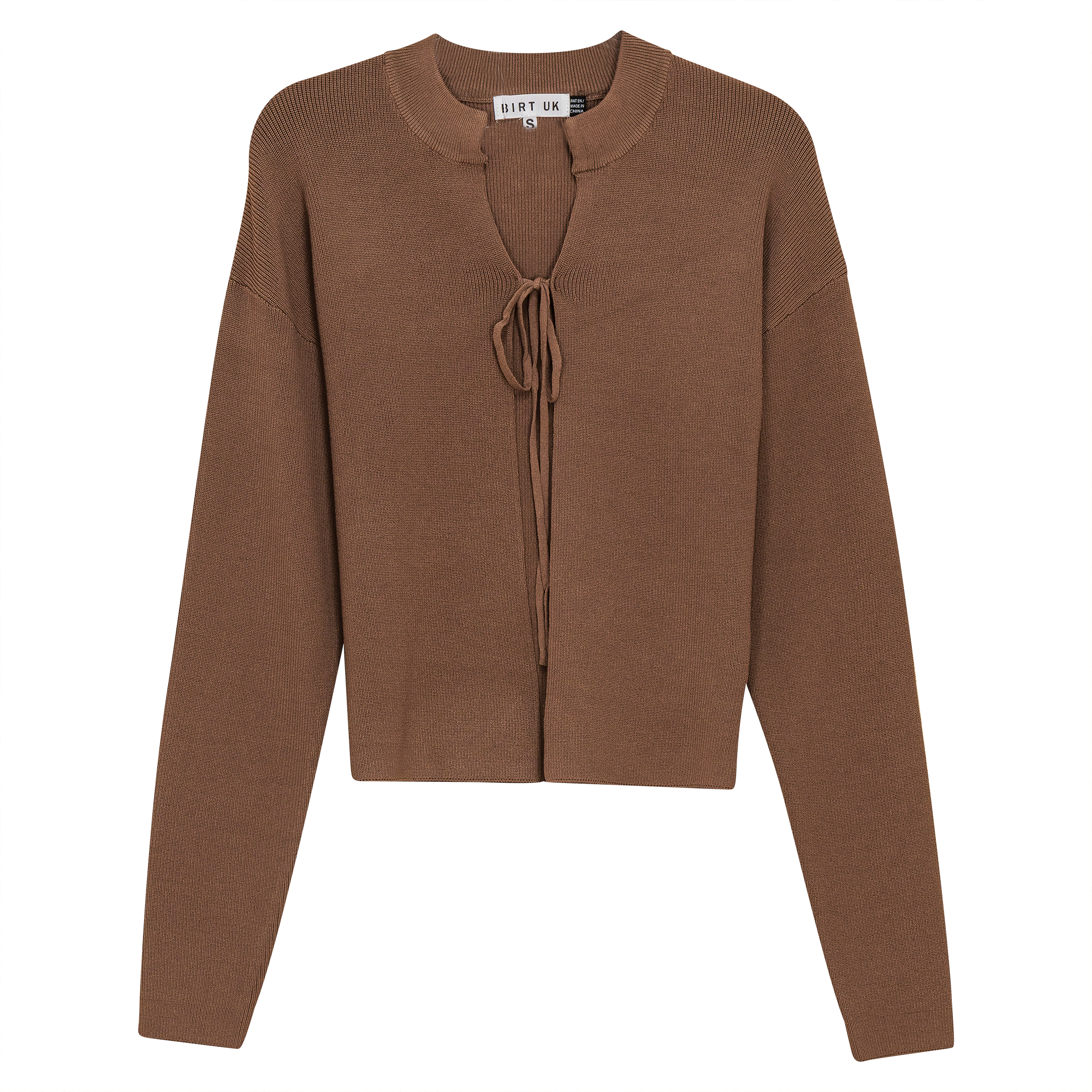 Rib Knit Cropped Tie Bolero in Birch by Birt UK