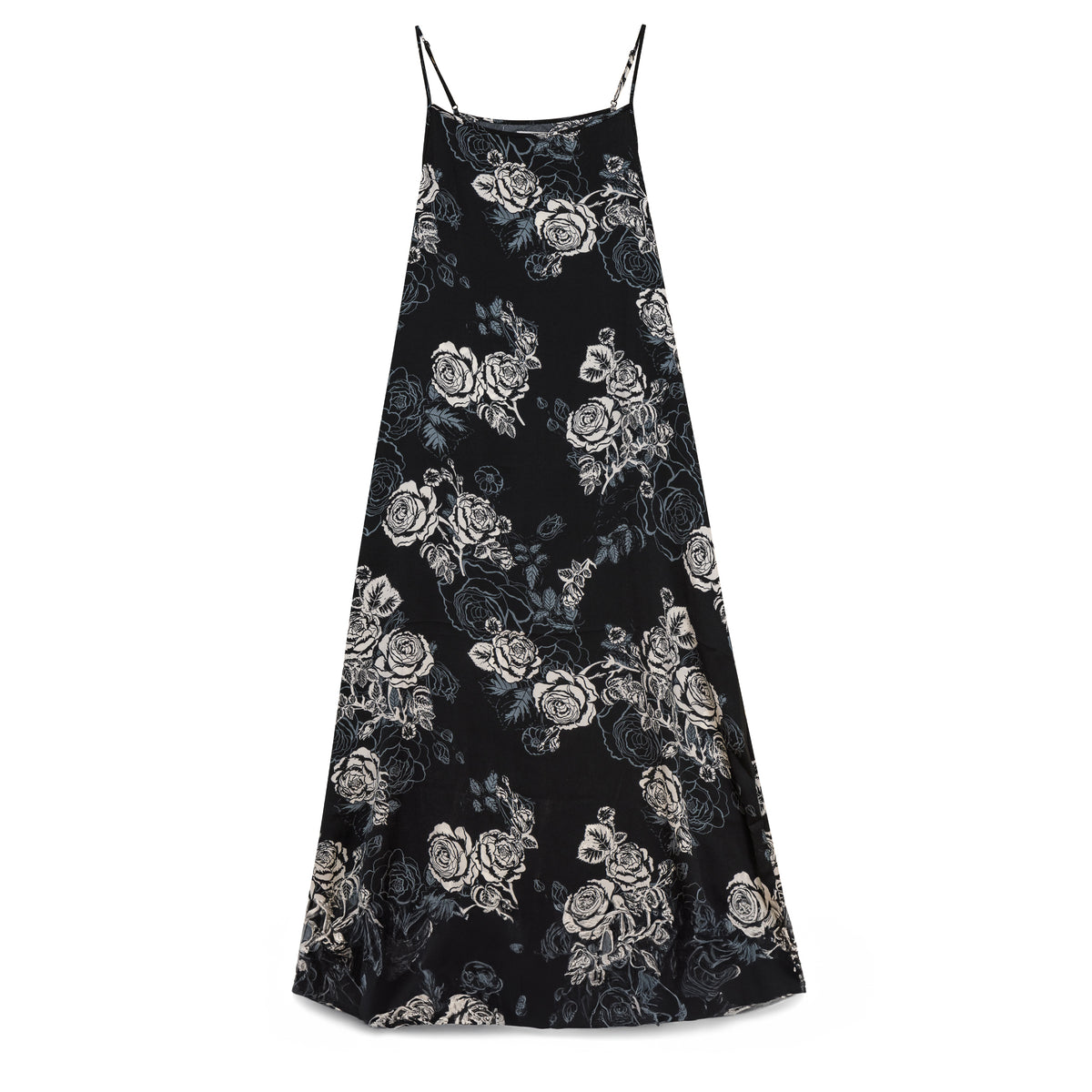 Printed Satin Maxi Jumper in Black by The Norway Club