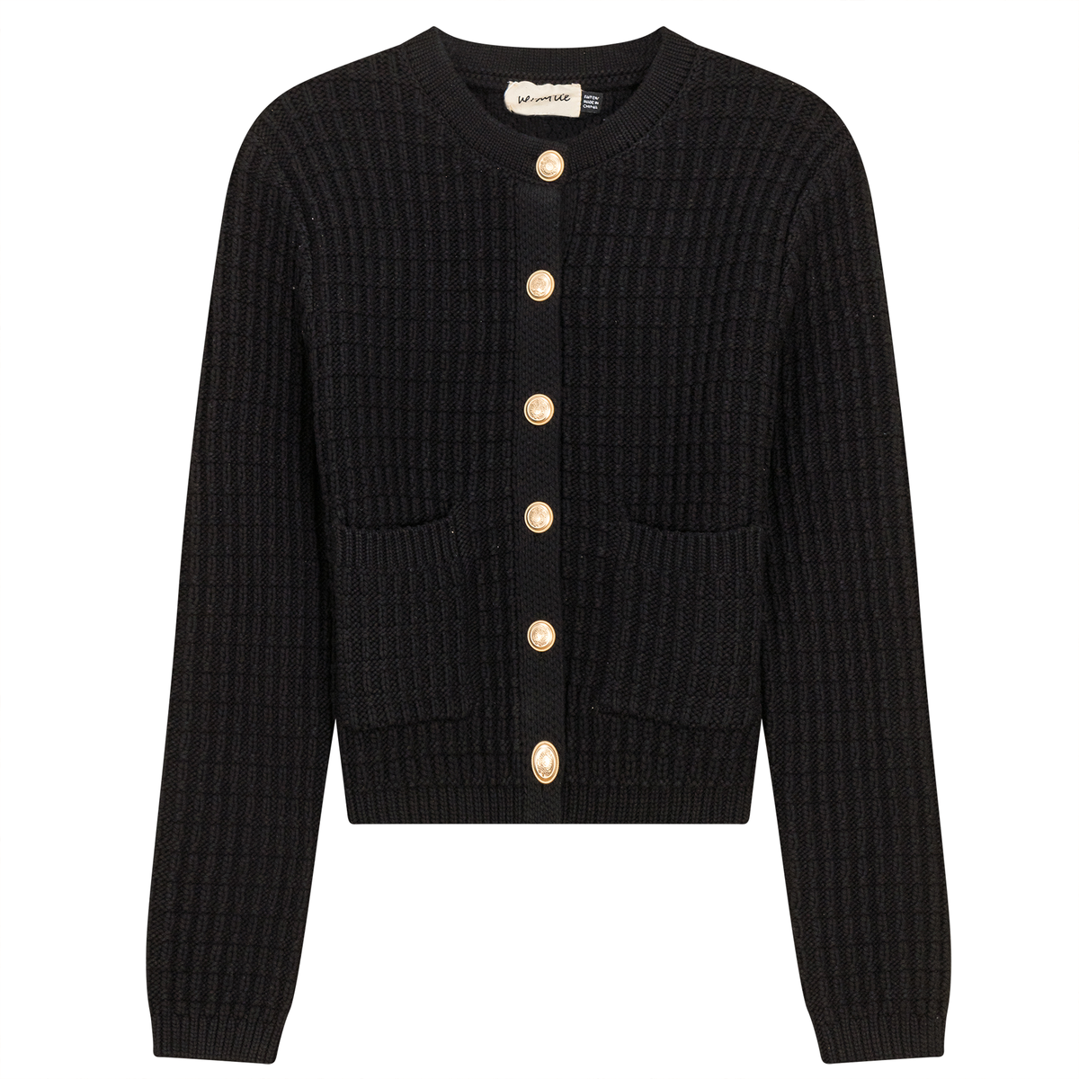 Crochet Knit Short Cardigan in Black by Versatile