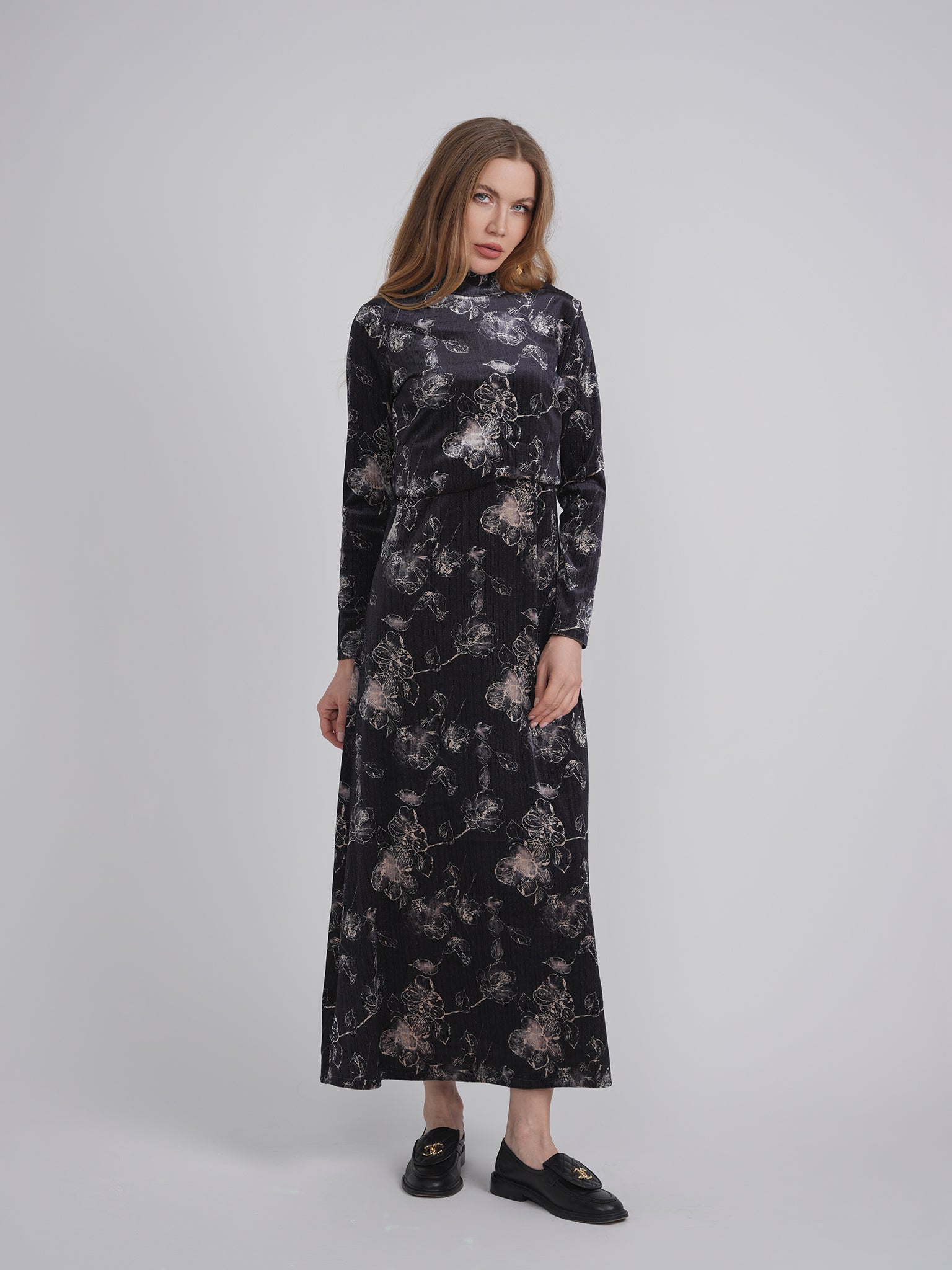 Printed Velour Maxi Jumper Set in by Mademoiselle