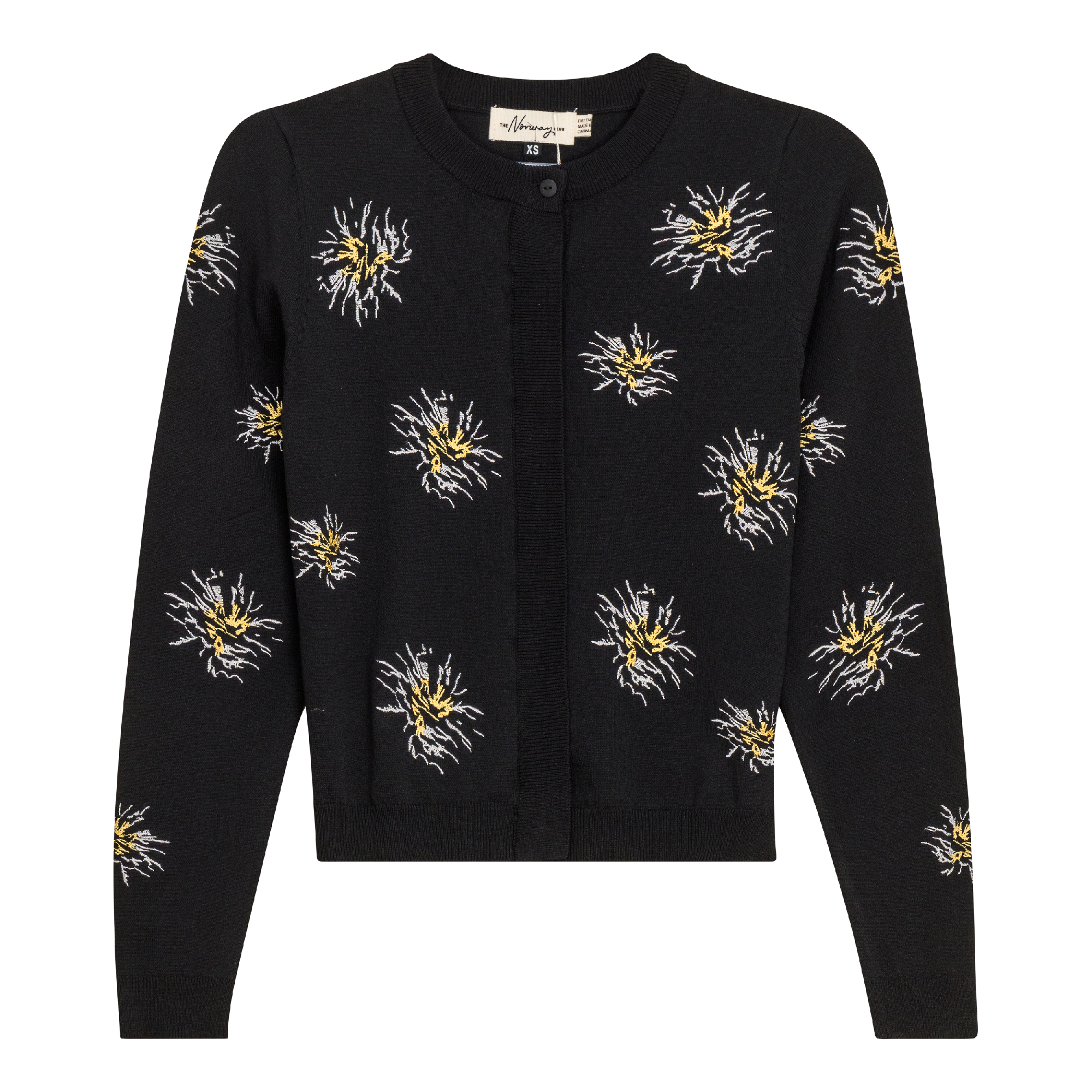 Embroidered Knit Cropped Cardigan in Black by The Norway Club