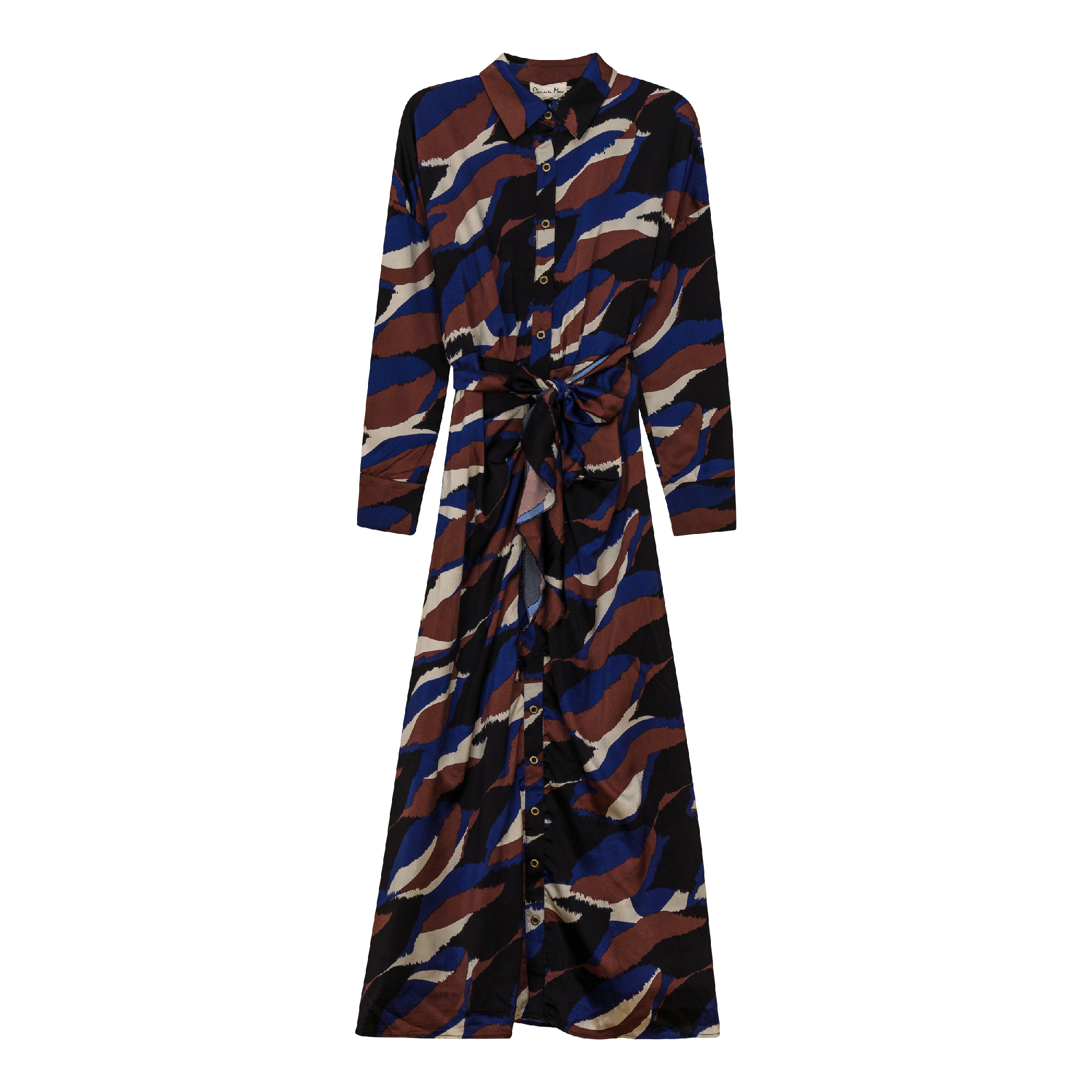 Printed Ruched Shirt Dress in Black Saphire by Coco de la Mour