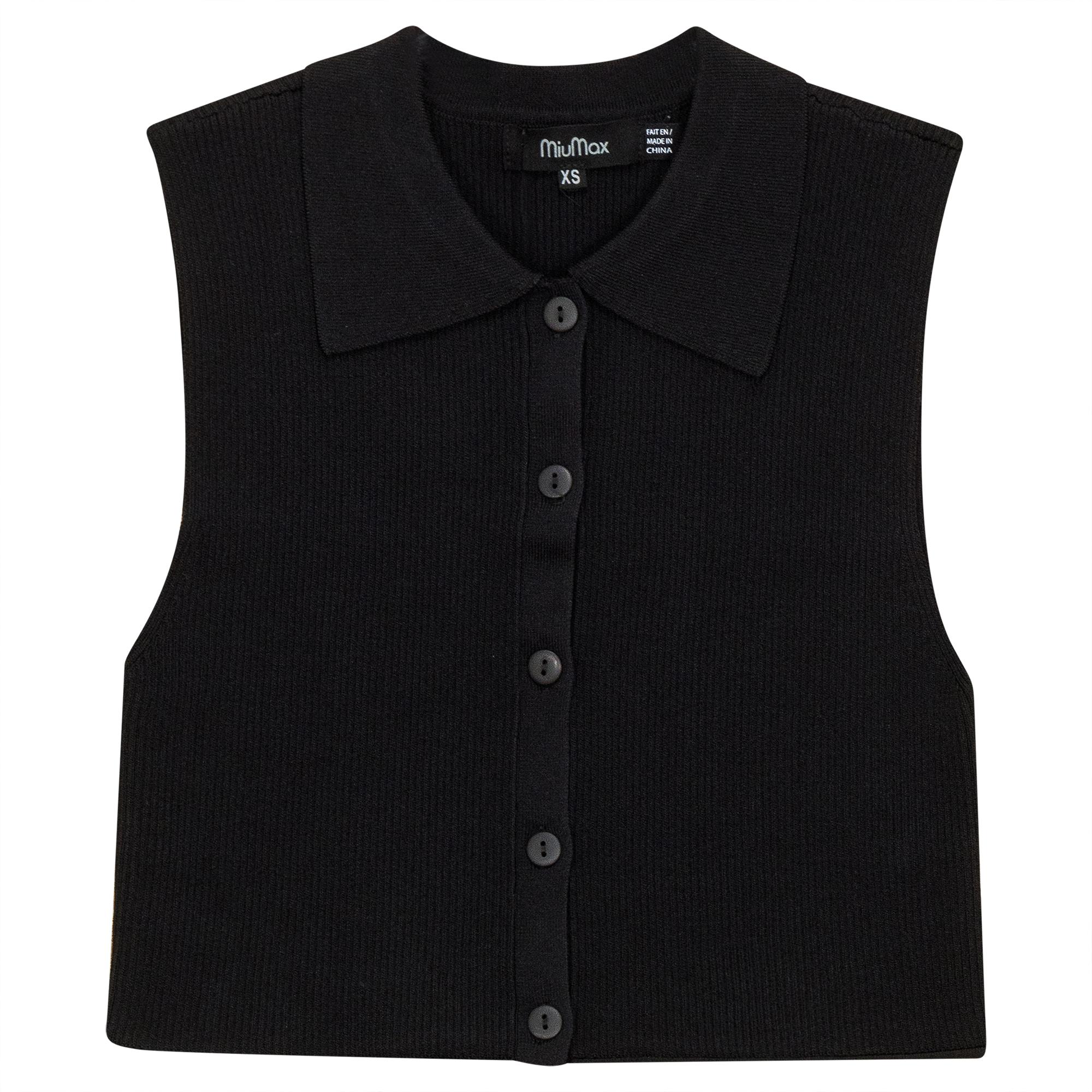 Button Down Knit Vest in Black by MiuMax