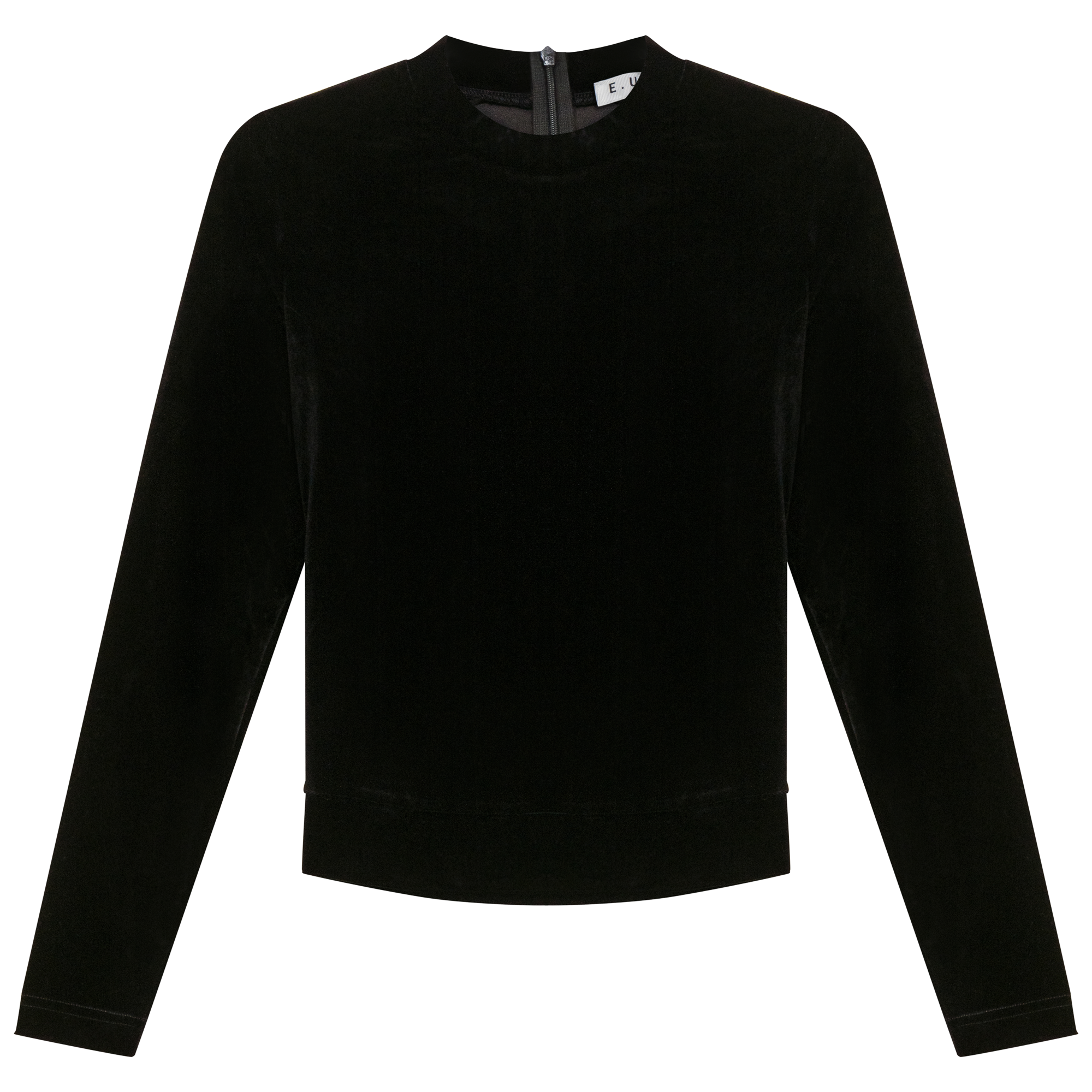 Velour Tie Mock Neck in Black by E.U.X. Exclusive
