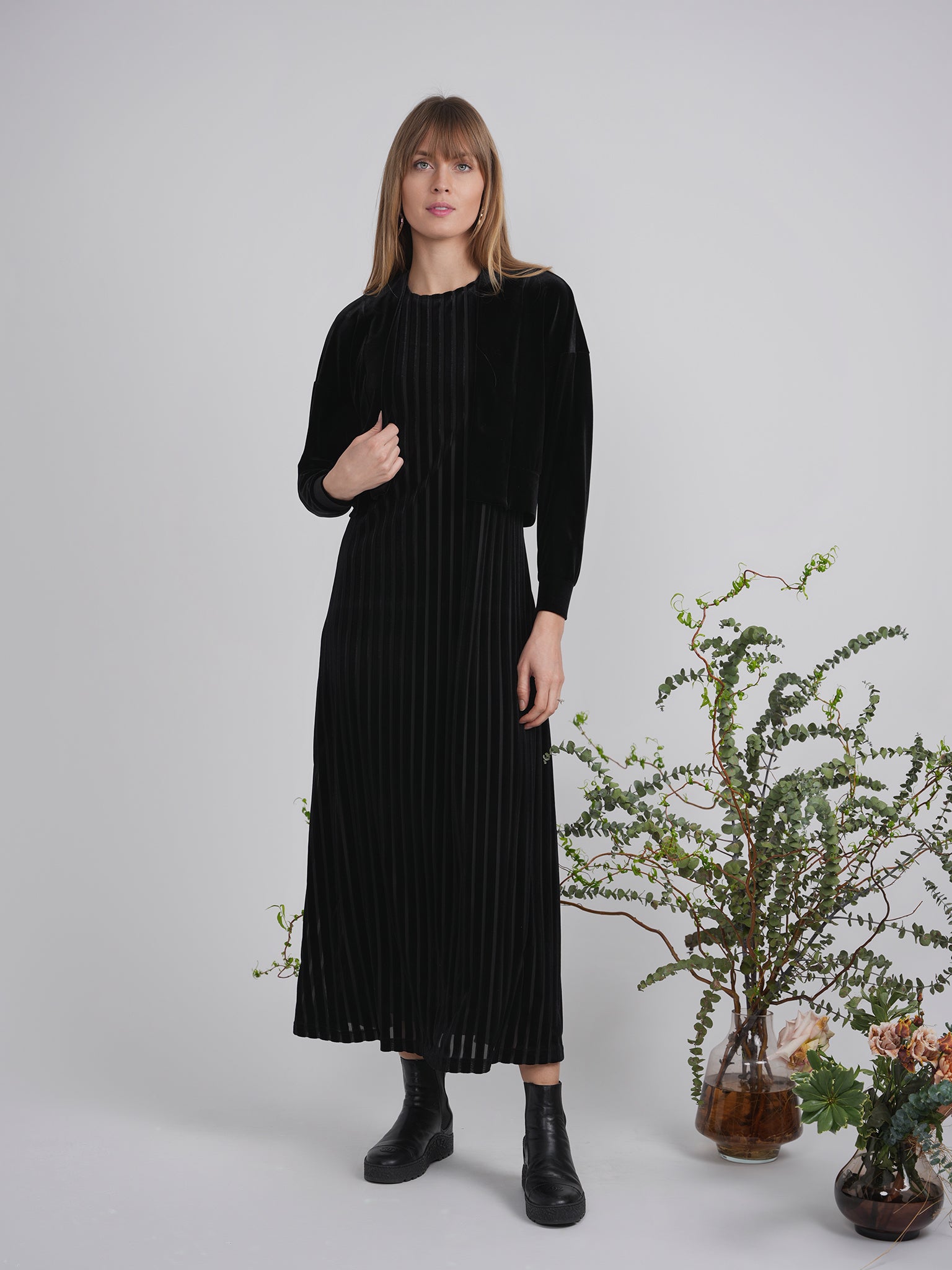 Maxi Striped Mesh Velour Combo Jumper in by Vivid