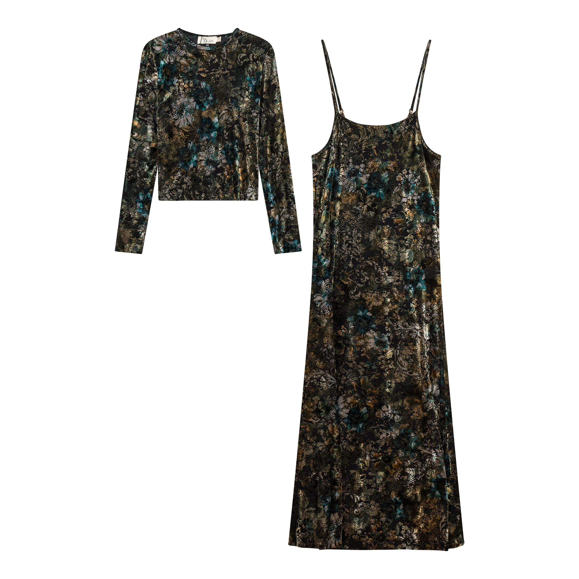 Flocked Velour Maxi Jumper in Teal by Club Malibu