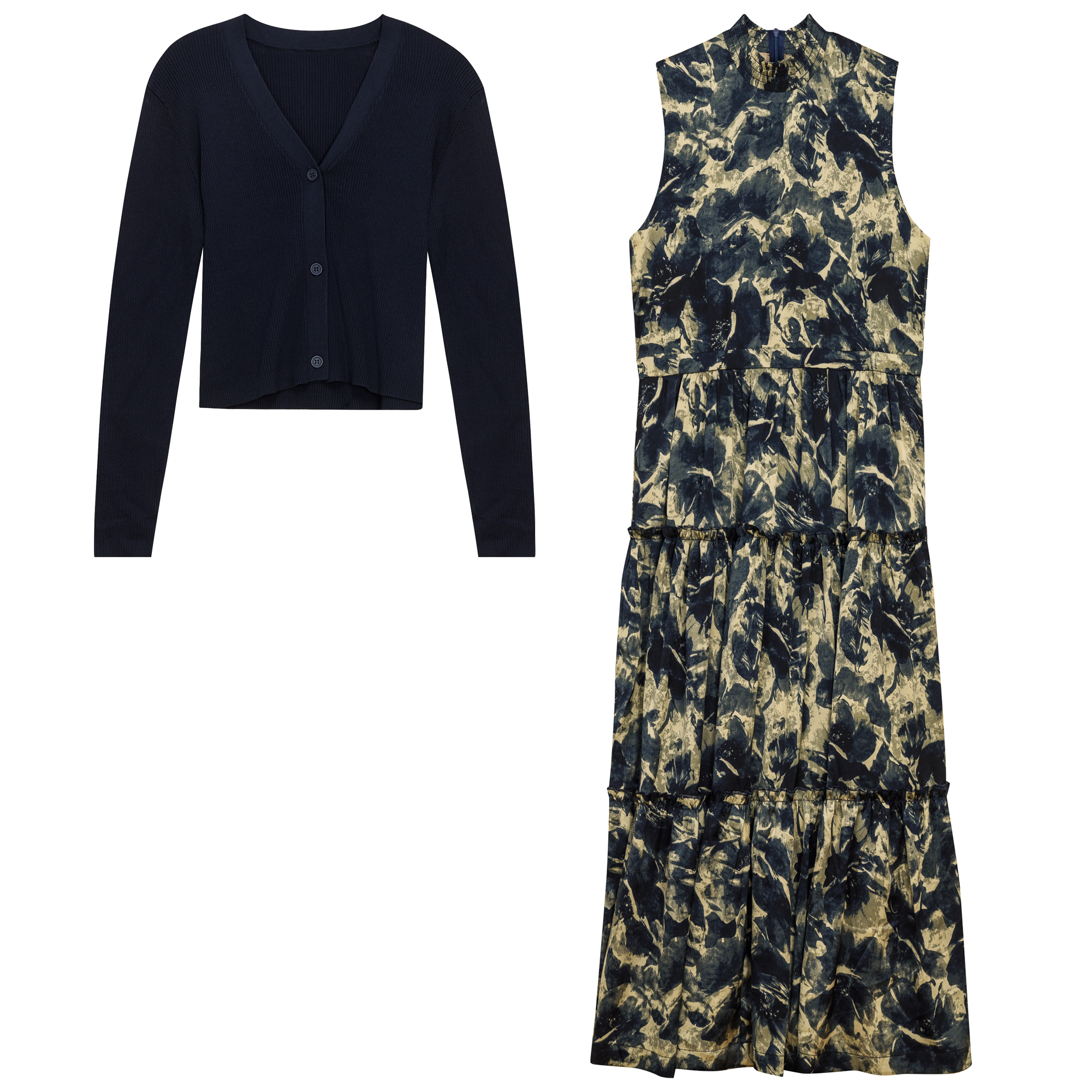 Printed Satin Jumper With Knit Top in Midnight Taupe by MiuMax