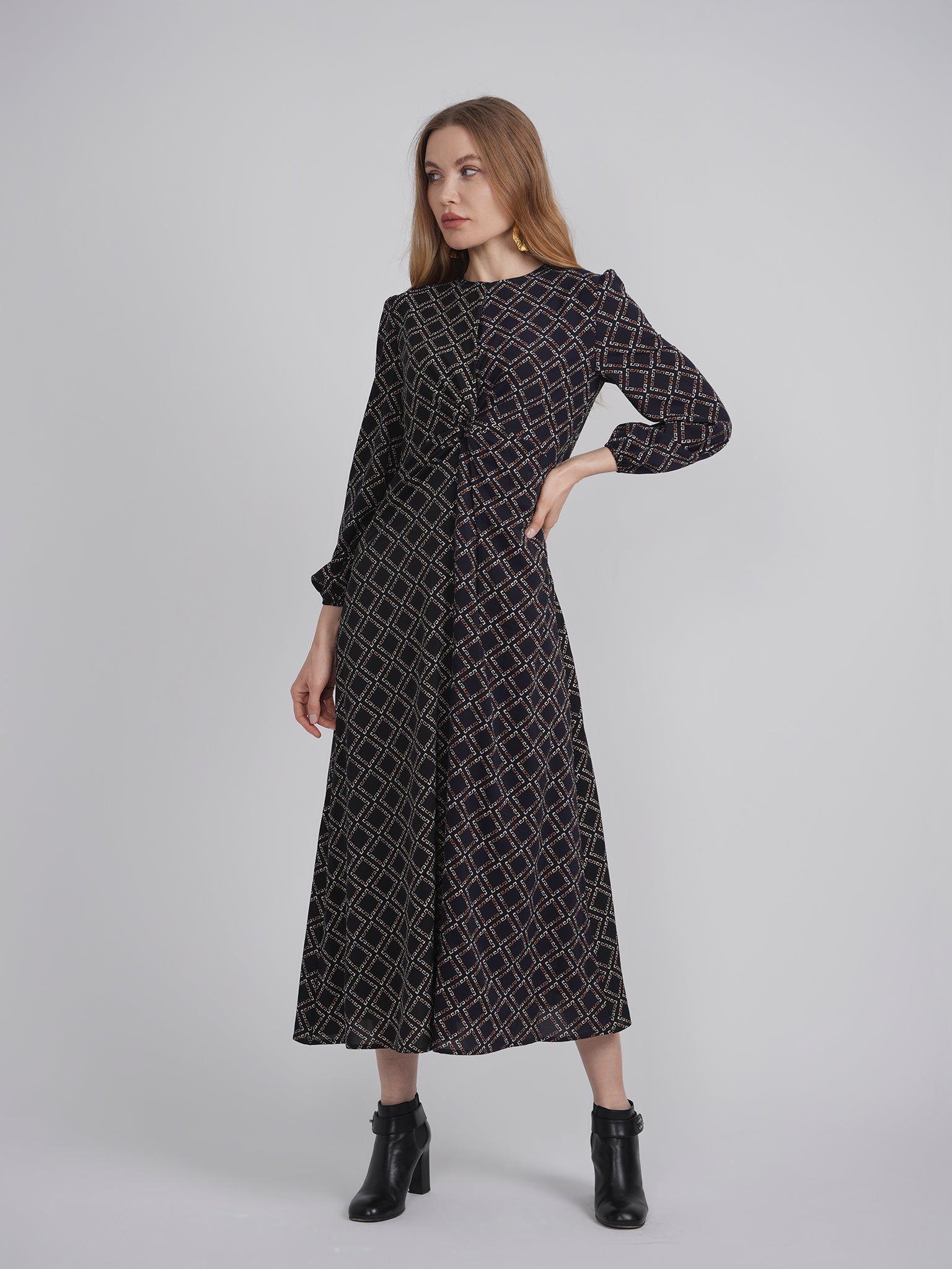 Knot Printed Satin Midi Dress in by Midi