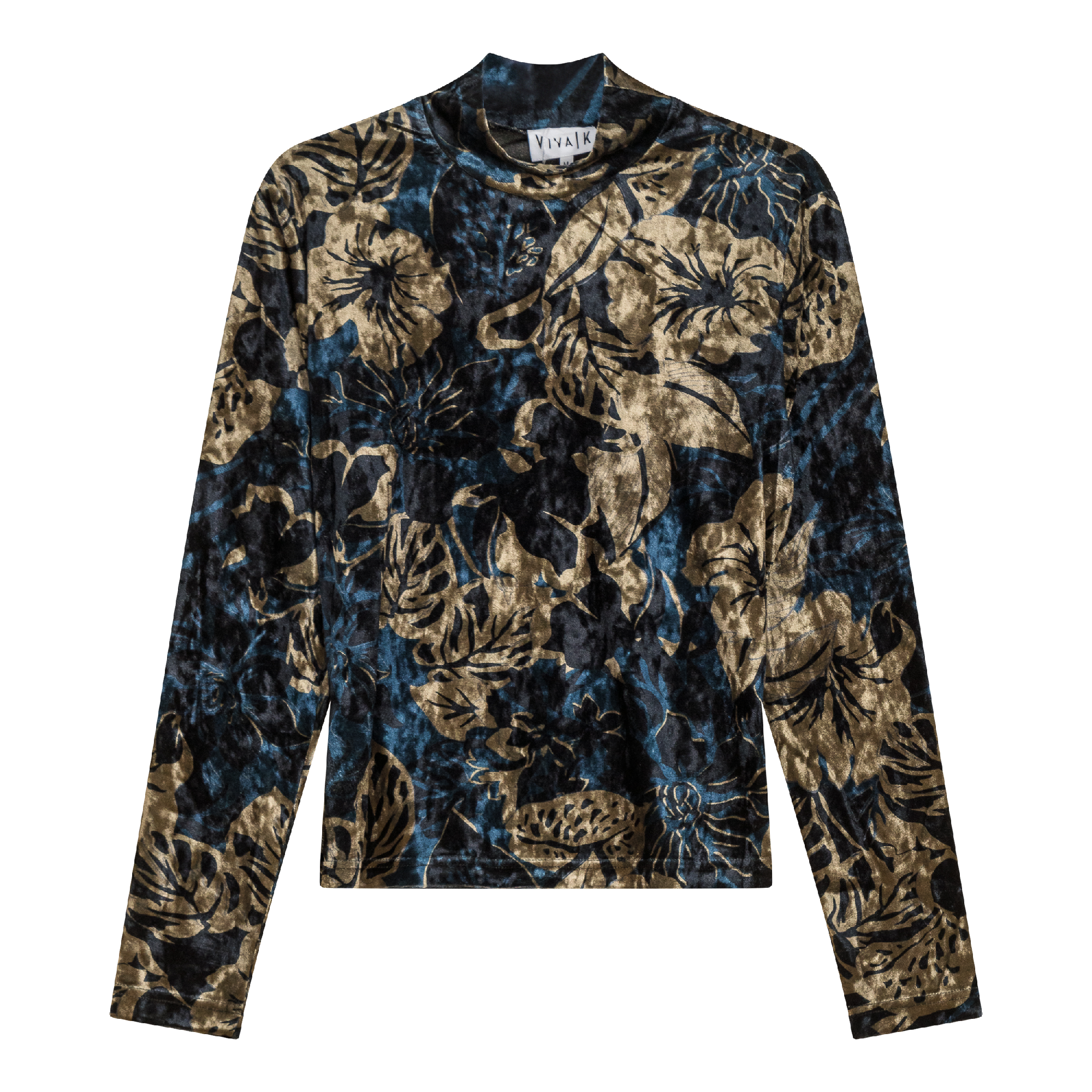 Flocked Velour Printed Top in Teal by Viva K