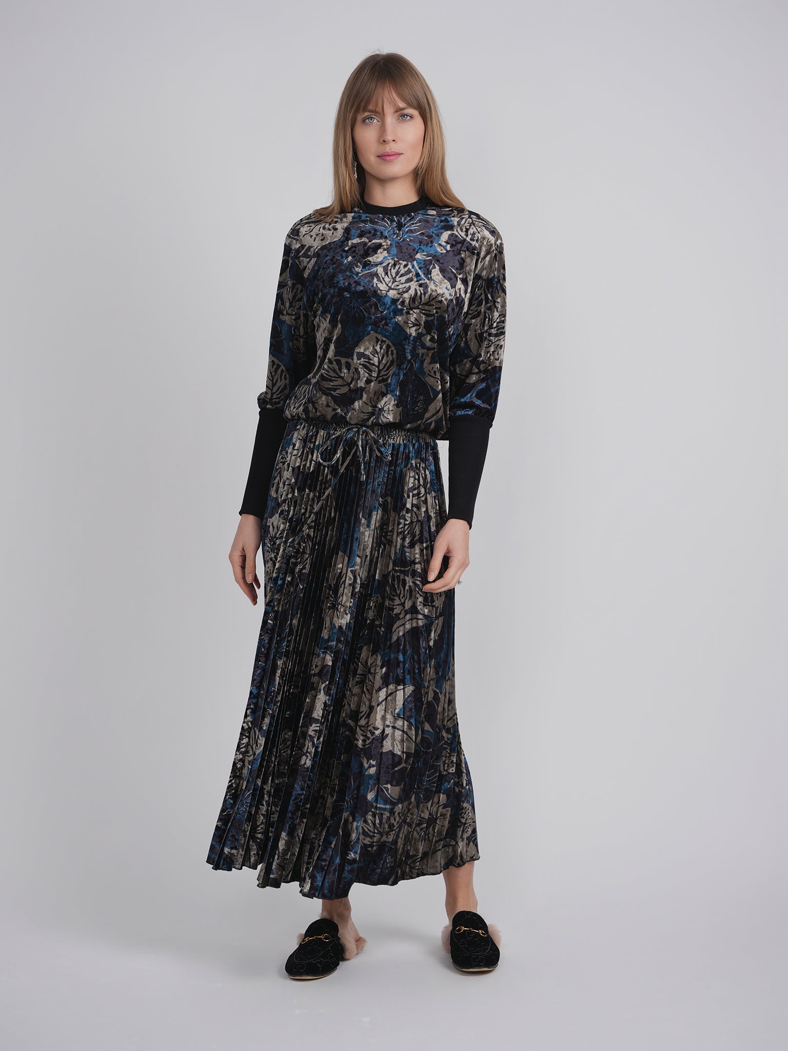 Flocked Velour Printed Top in by Viva K