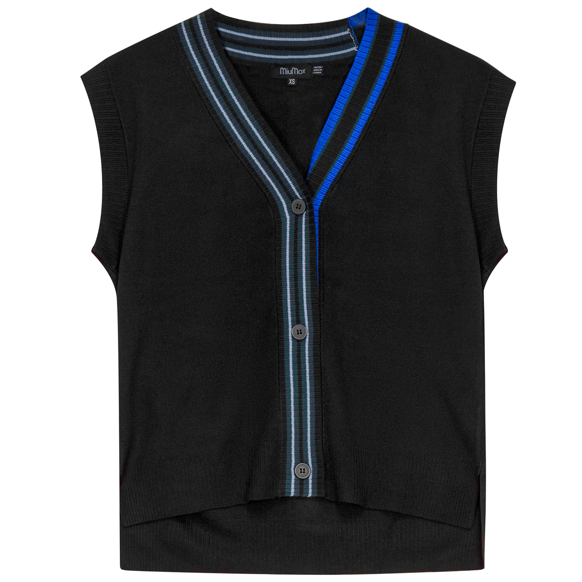 Knit Vest Cardigan in Black by MiuMax