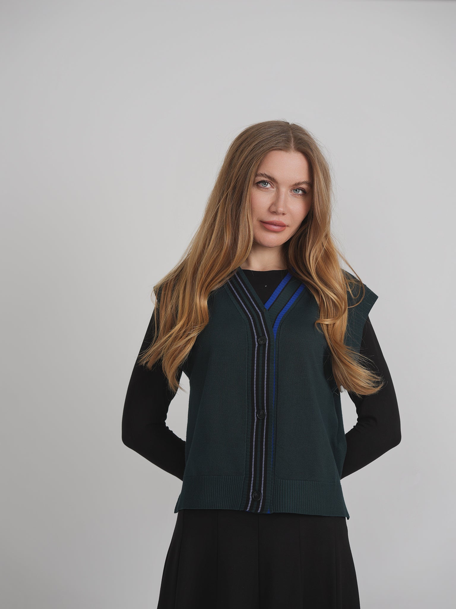 Knit Vest Cardigan in by MiuMax