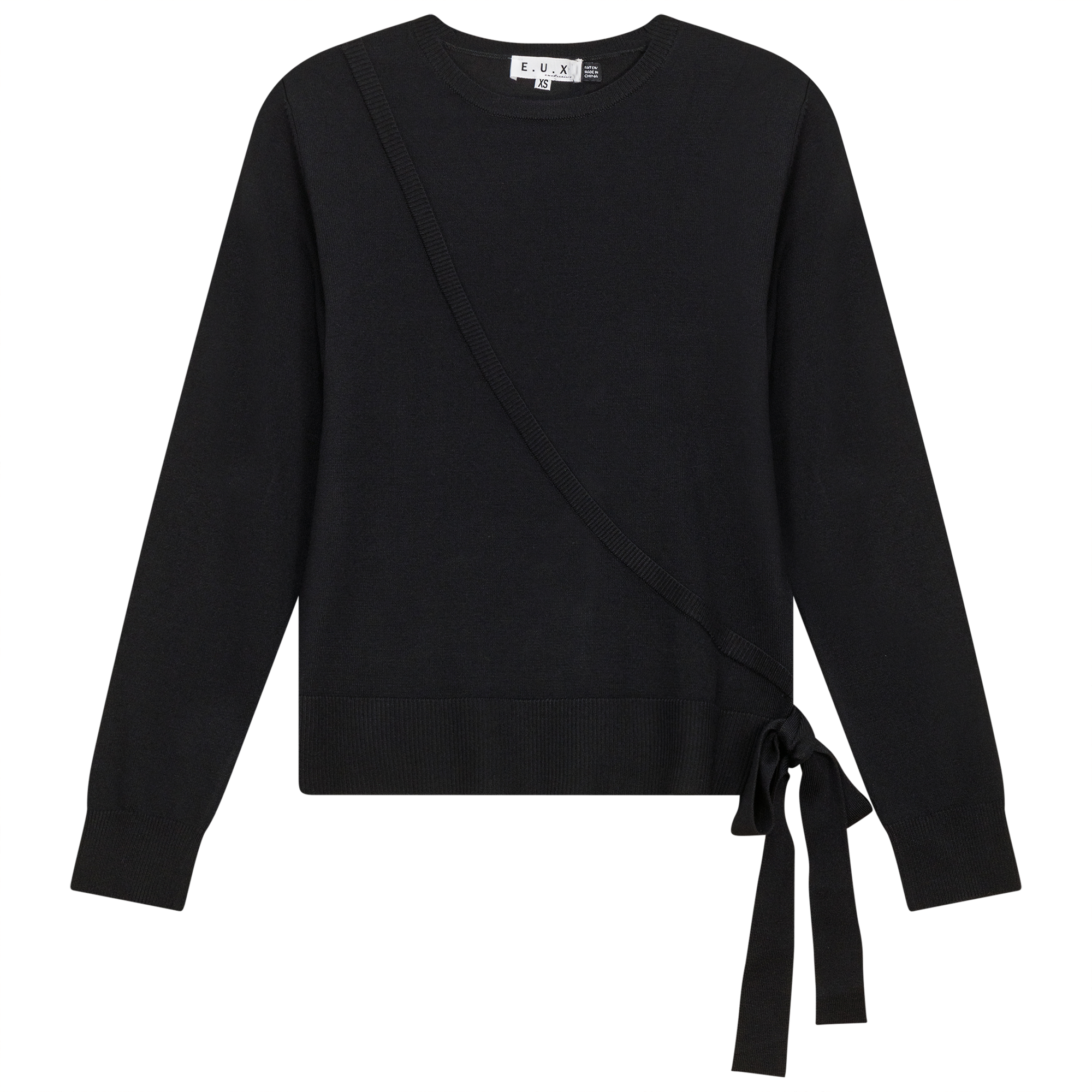 Fake Wrap Sweater in Black by E.U.X. Exclusive
